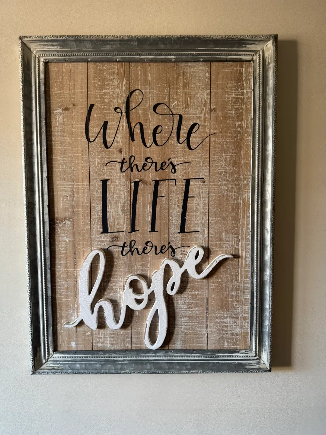 Rustic Framed Wall Art - "Where there's life, there's hope" image indicator(2)