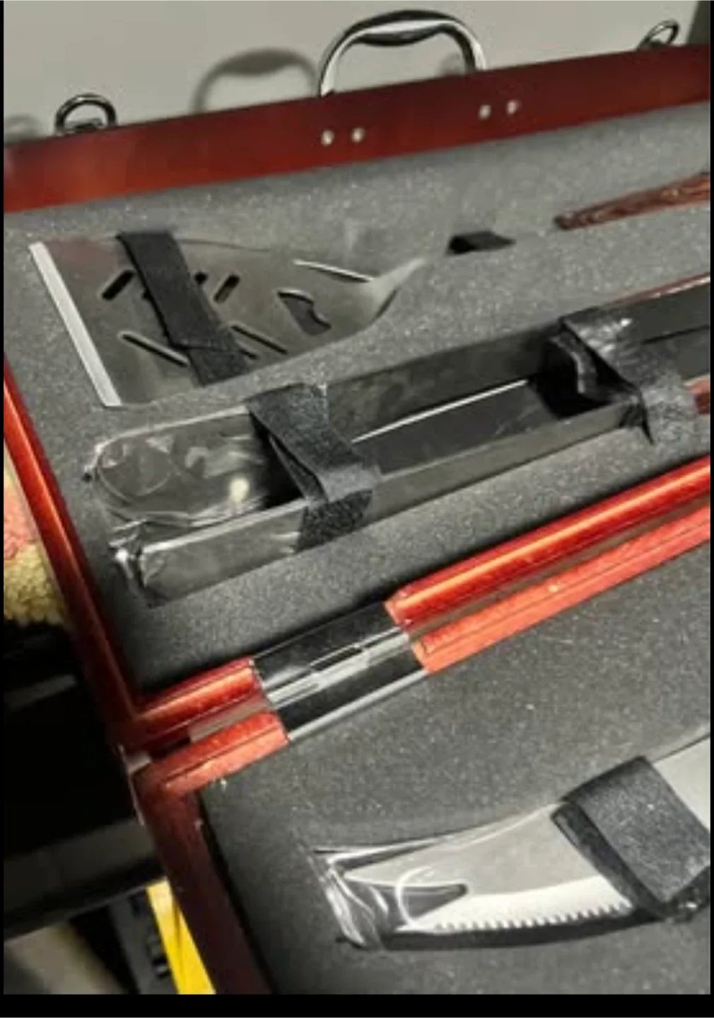 5 piece stainless steel BBQ Tool Set in Wooden Case image indicator(3)