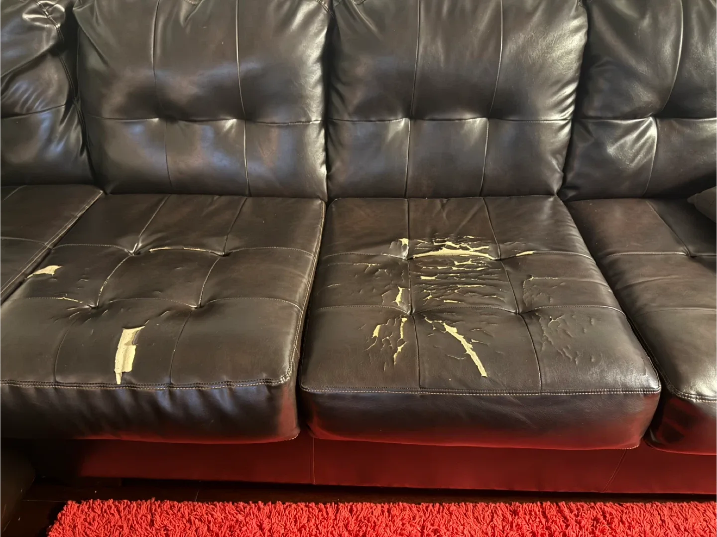 Brown Leather Sectional Sofa with Ottoman image indicator(2)