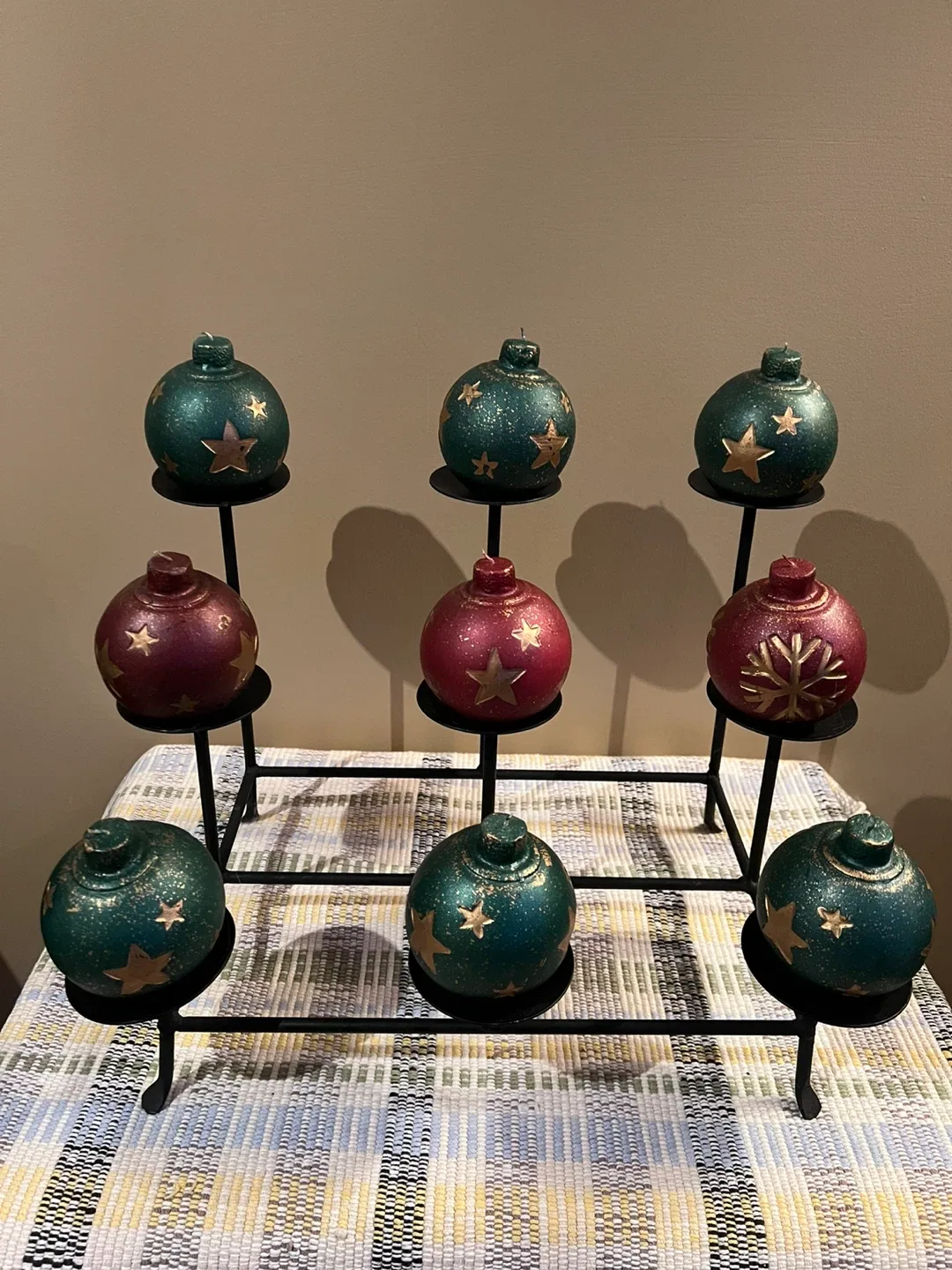 Christmas Ornament Candle Holder with 9 Candles
