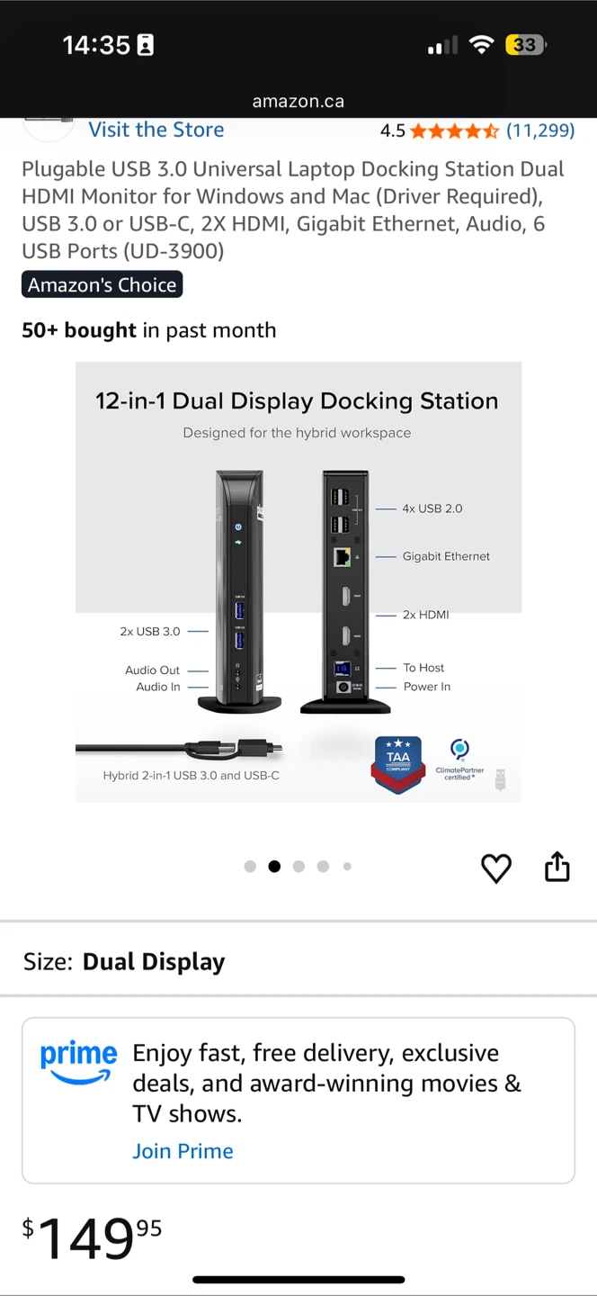 *New* $170 Plugable Dual Monitor Docking Station UD-3900 USB-3 - photo 2