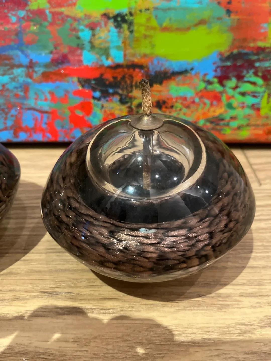 Exquisite Vintage Handmade Mouth Blown Glass Oil Candle image indicator(3)