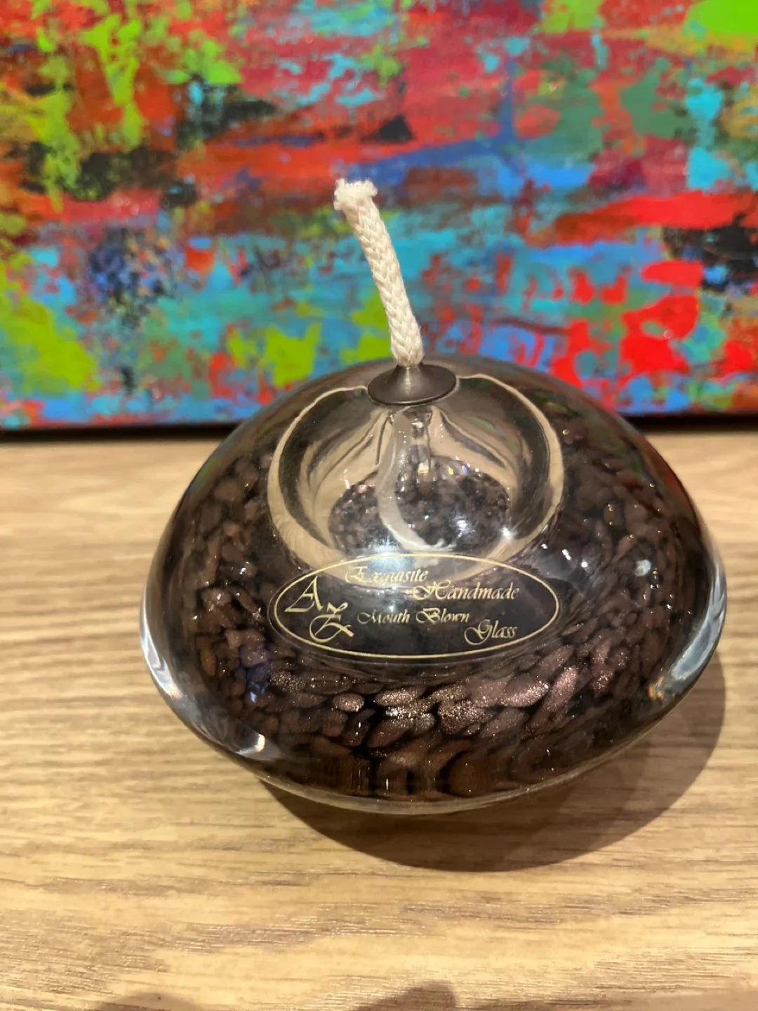 Exquisite Vintage Handmade Mouth Blown Glass Oil Candle image indicator(2)