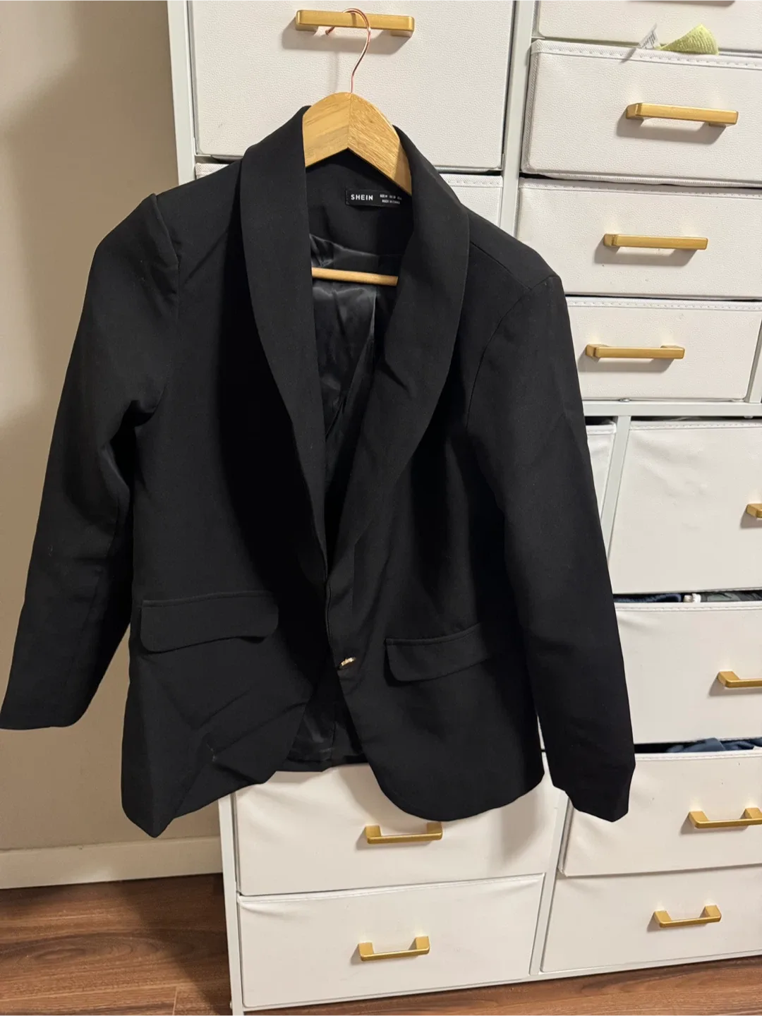 SHEIN LUNE Black Shawl Collar Blazer -M thumbnail