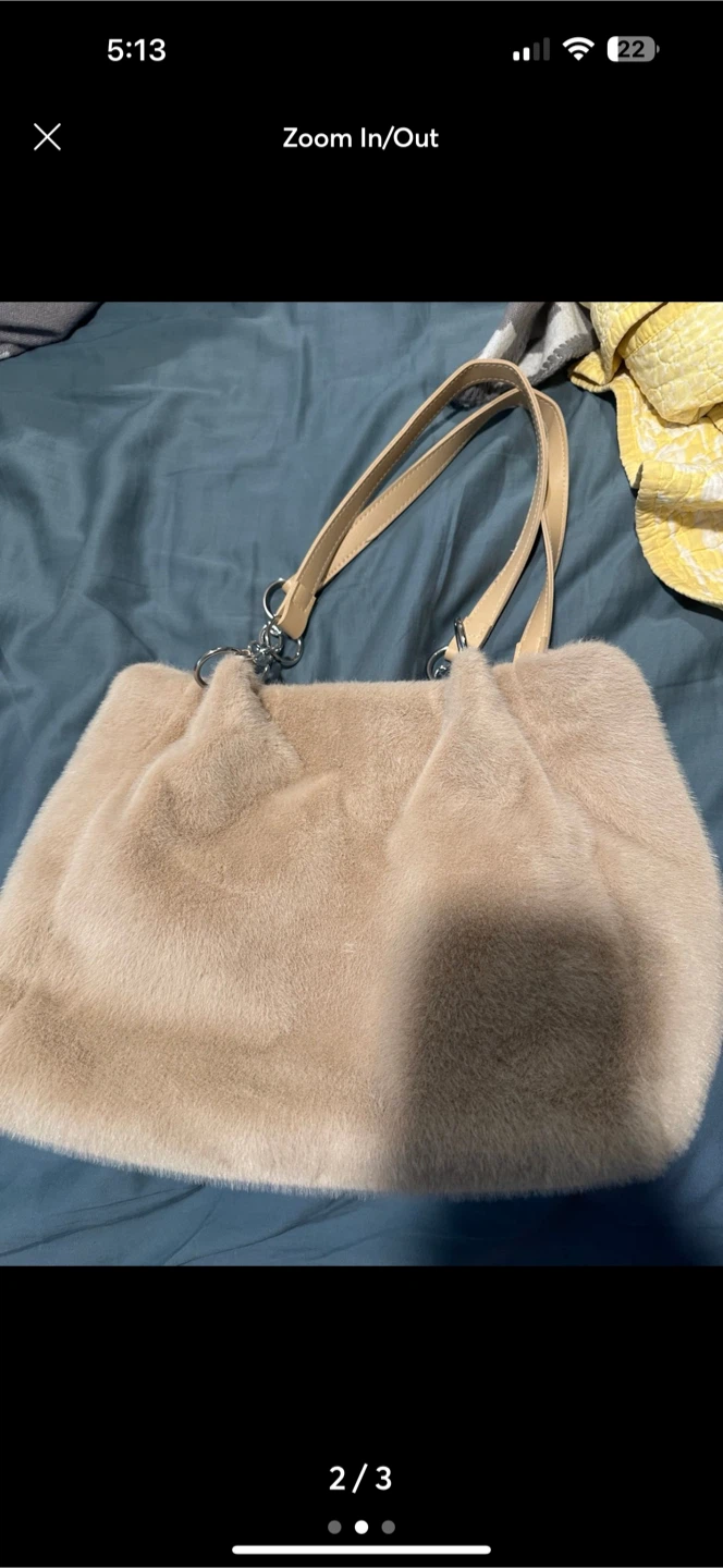 Dieweier Beige Faux Fur Tote Bag - photo 2