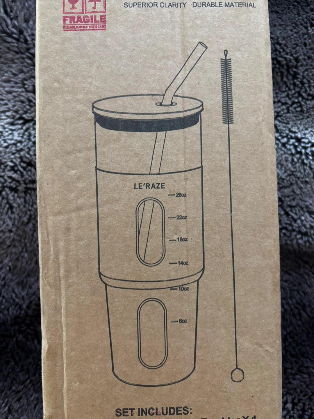 32oz Glass Tumbler with Straw - NEW in box - photo 2