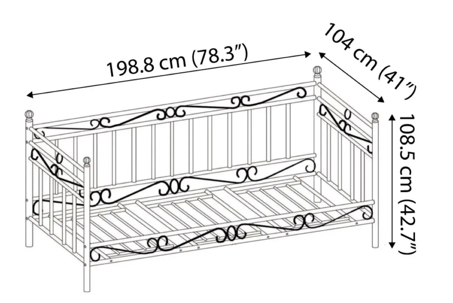 Black Metal Daybed Frame image indicator(4)
