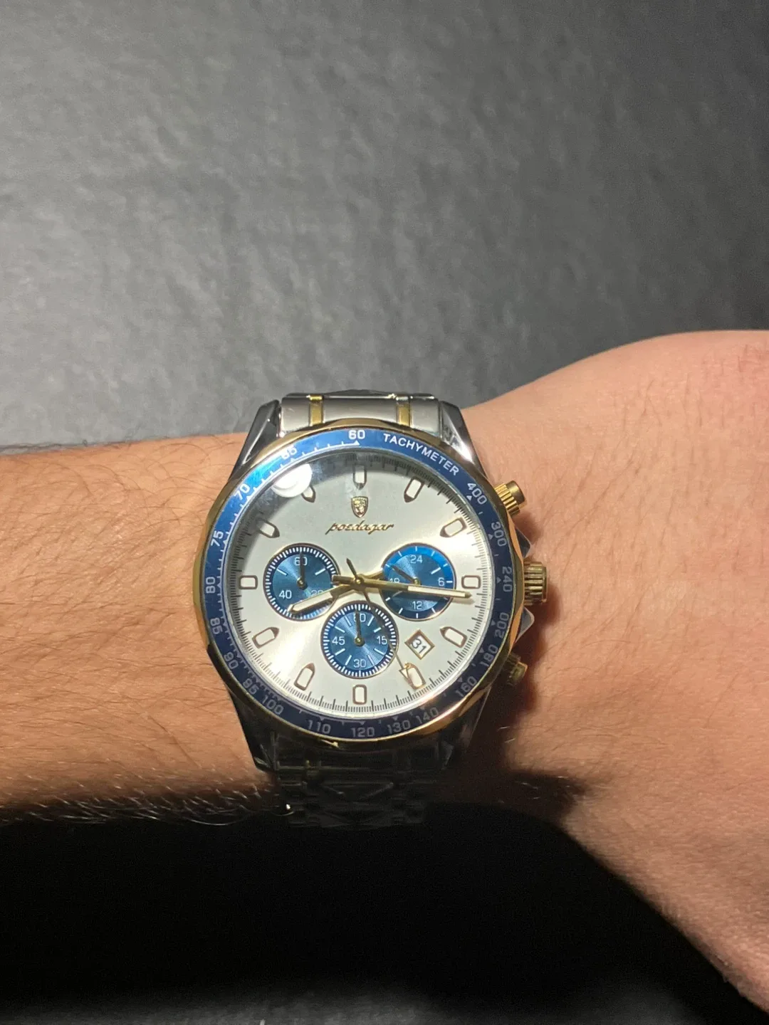 Poedagar Silver & Gold Chronograph Watch image indicator(4)