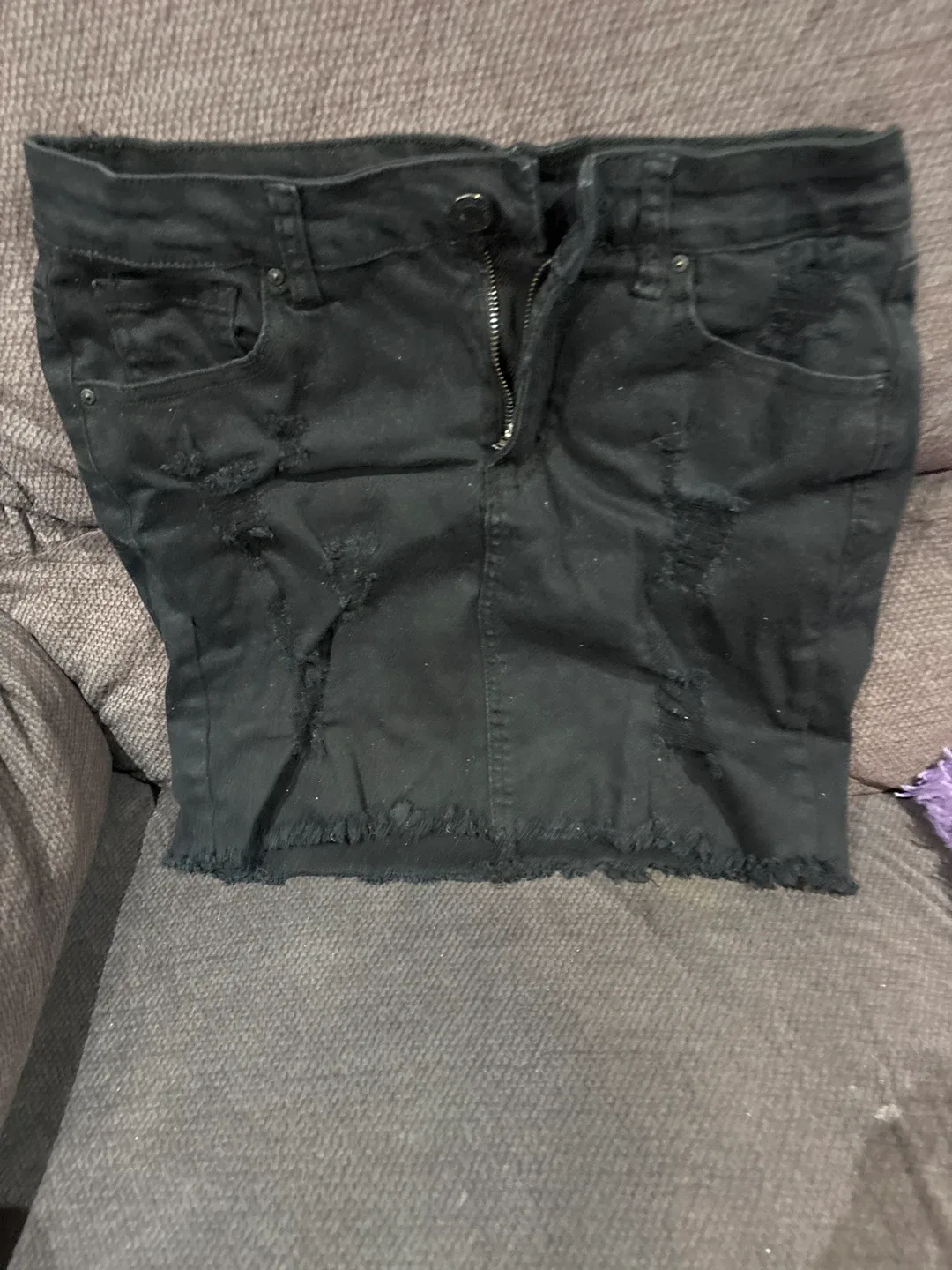 Black Denim Mini Skirt