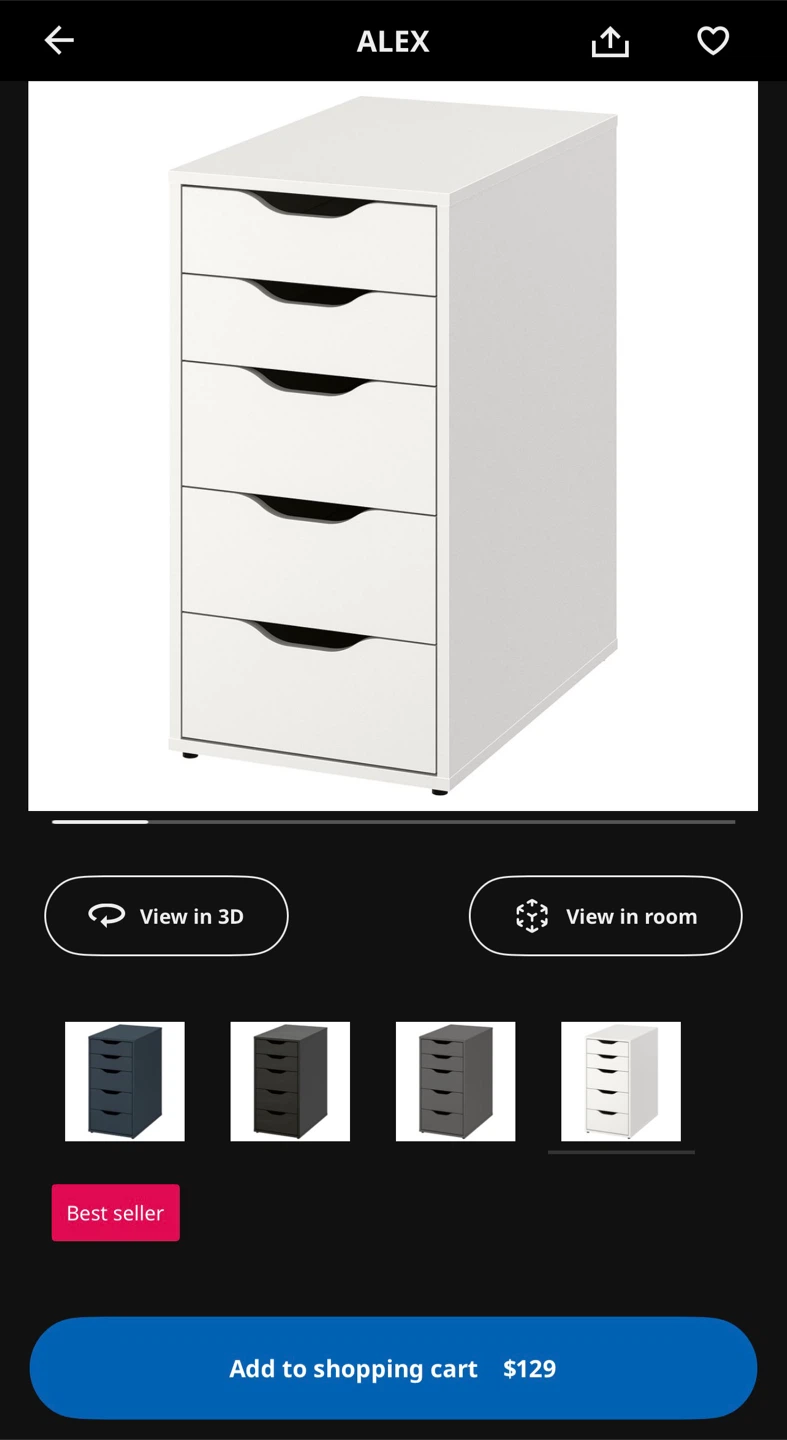 IKEA Alex White Drawer Unit