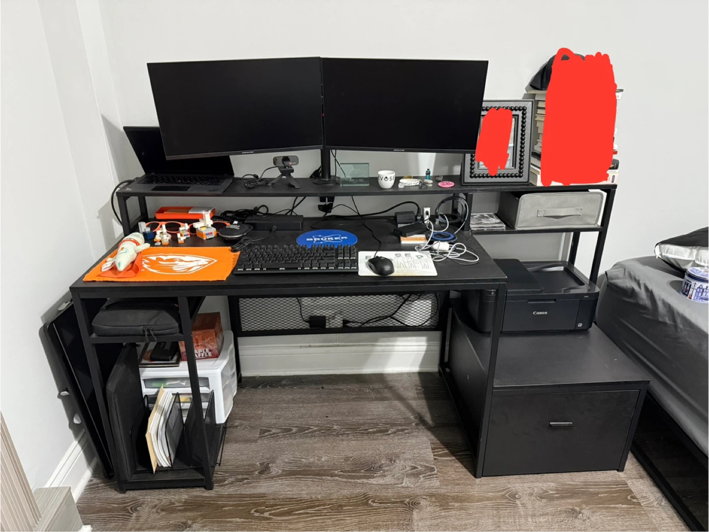 Black Computer Desk with Storage