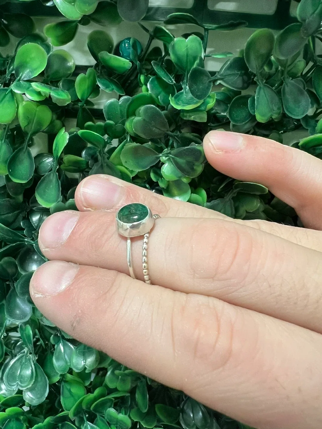 Handmade Organic Zambian Emerald Stacker Ring image indicator(3)