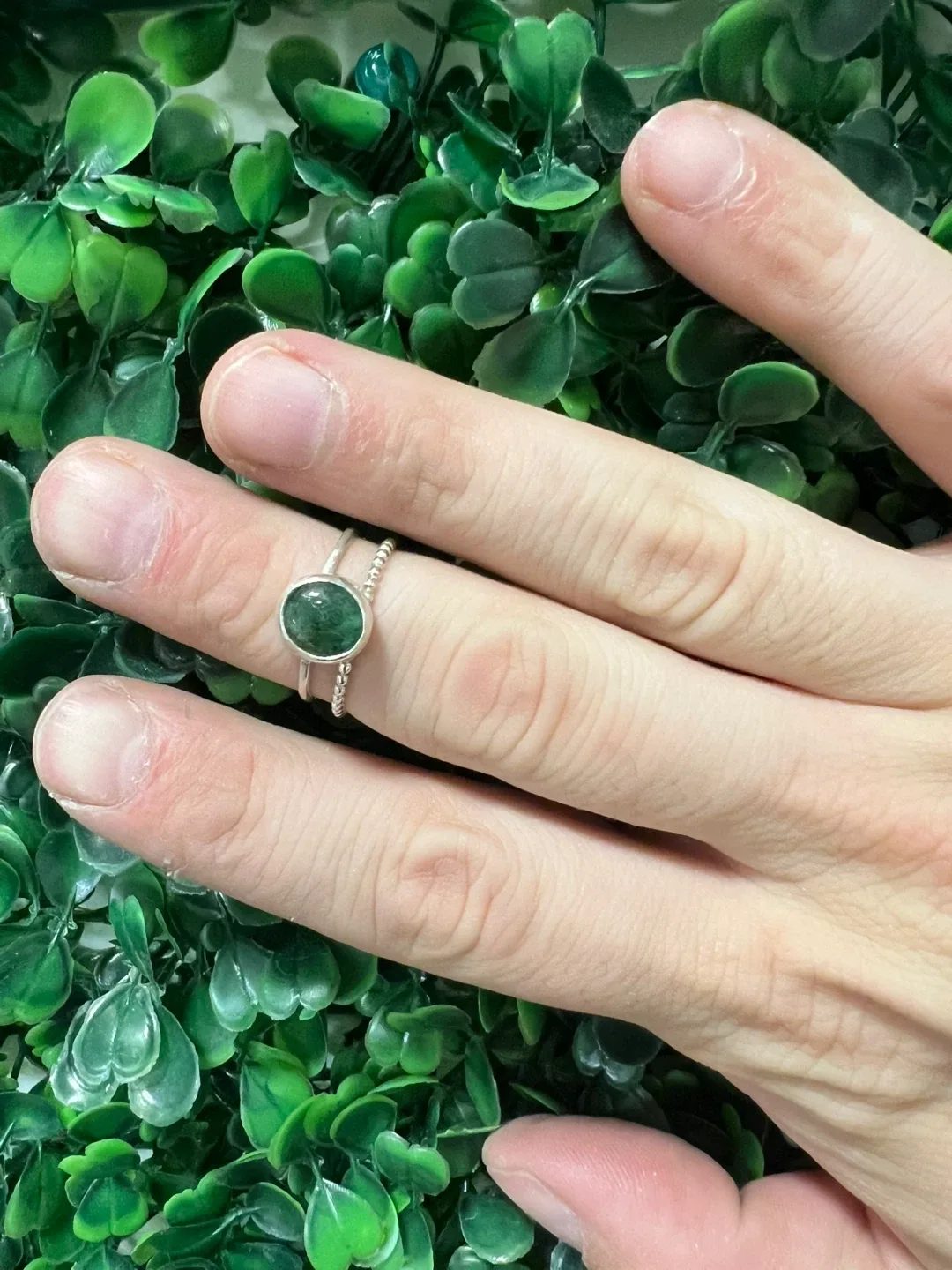 Handmade Organic Zambian Emerald Stacker Ring image indicator(4)