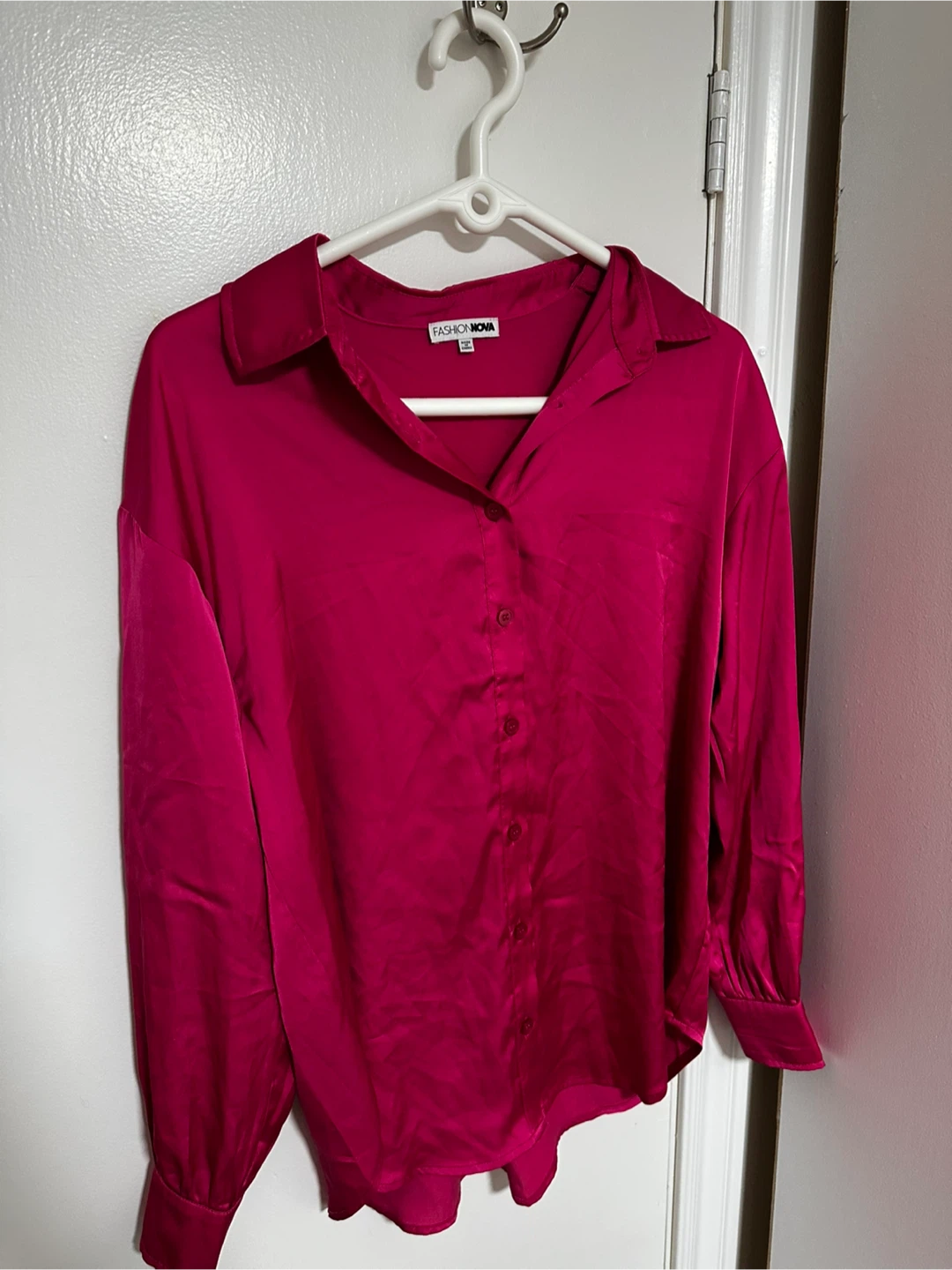 Fashion Nova Pink Satin Blouse - photo 2