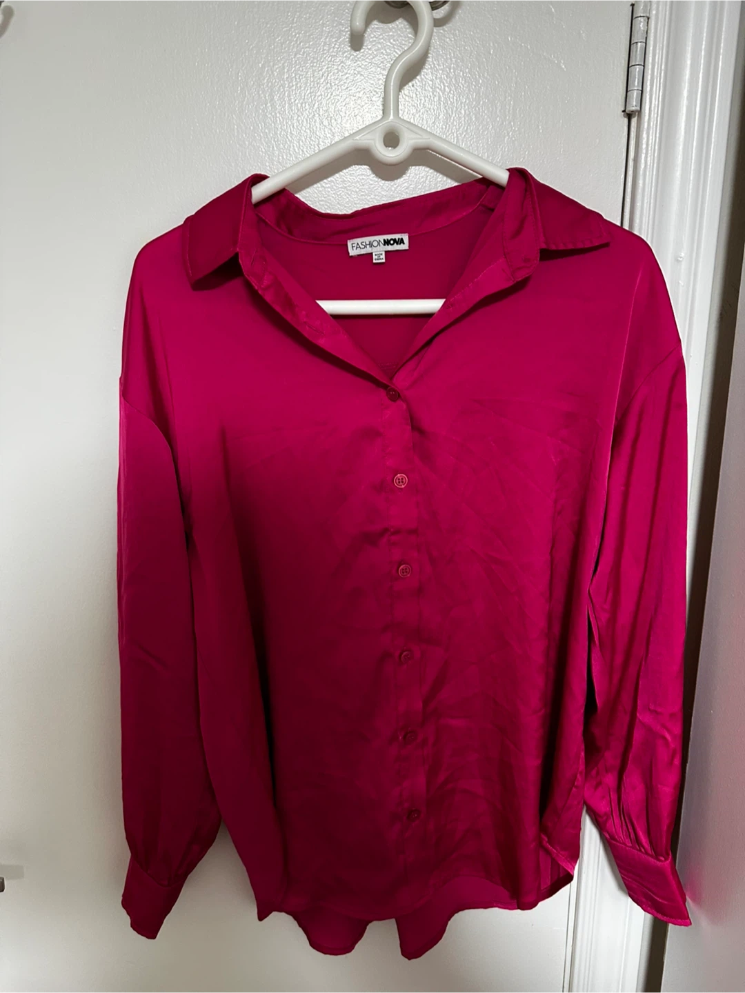Fashion Nova Pink Satin Blouse