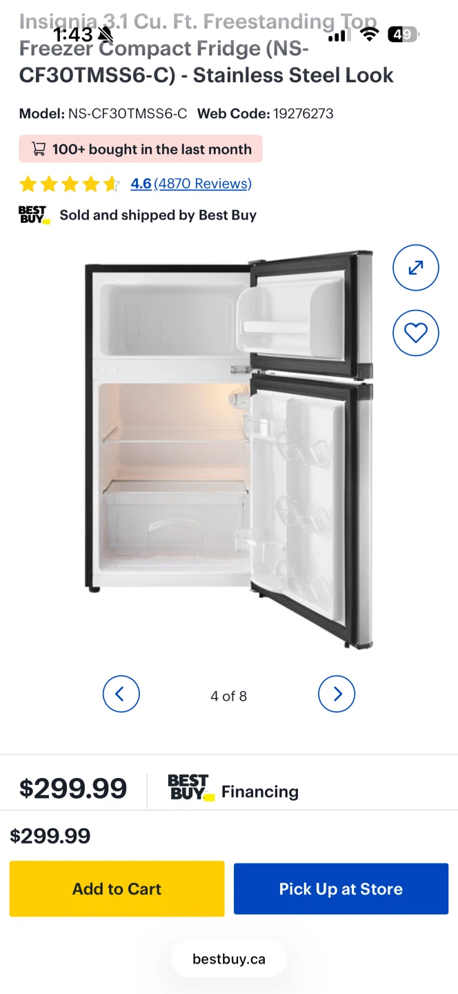 Insignia 3.1 Cu. Ft. Compact Fridge - photo 2
