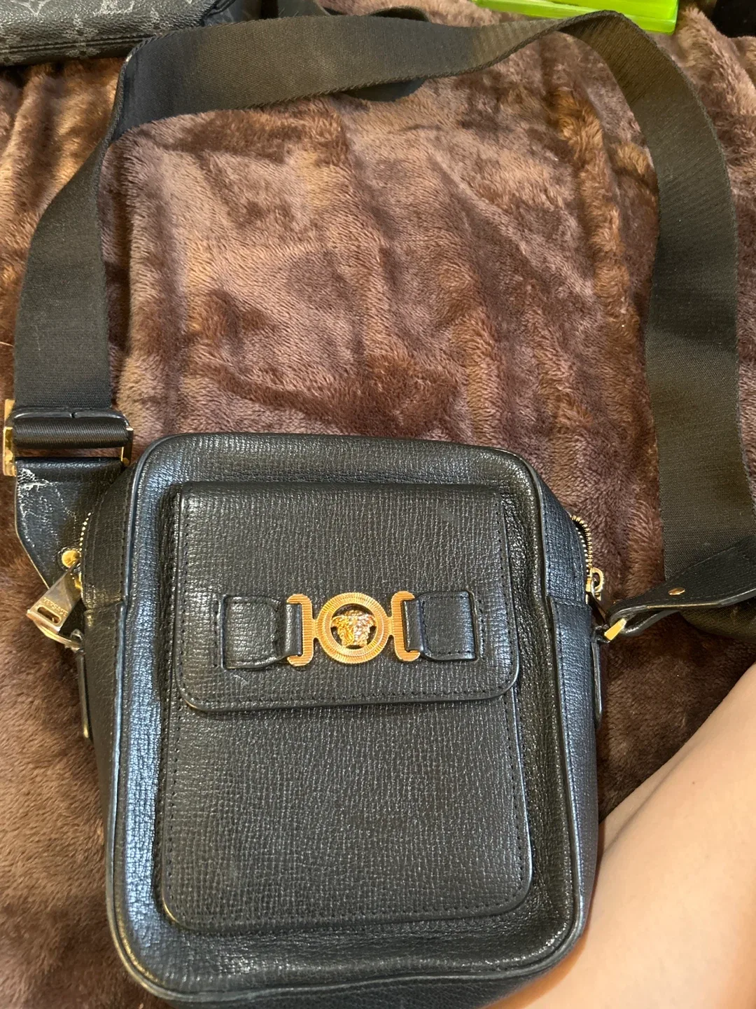 Versace Black Leather Crossbody Bag