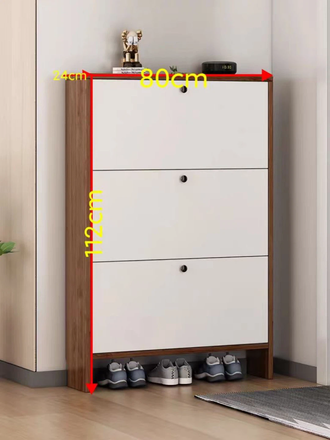 3-Drawer Shoe Cabinet - Brown & White - photo 2