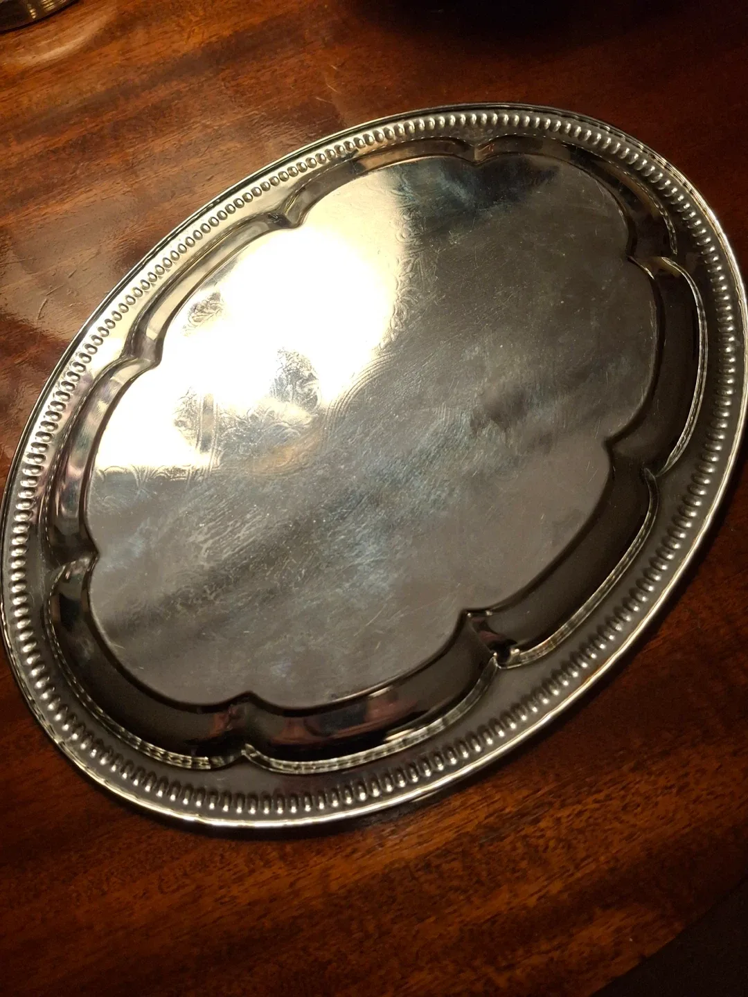 Vintage silver coloured serving tray image indicator(3)