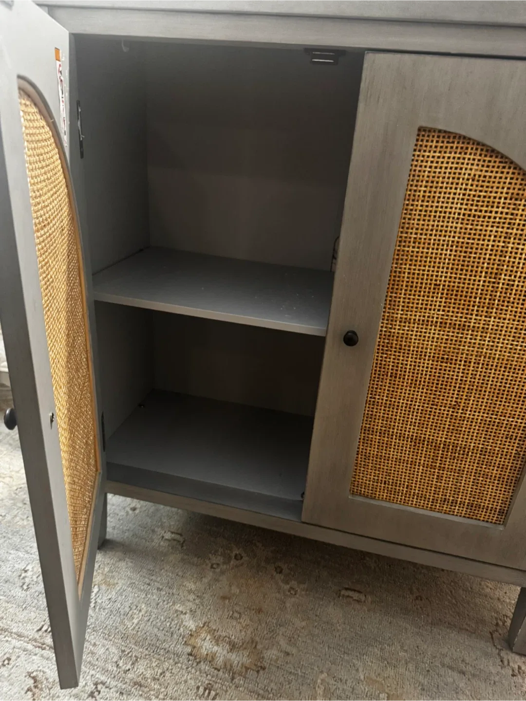 Gray Cabinet with Rattan Doors image indicator(2)