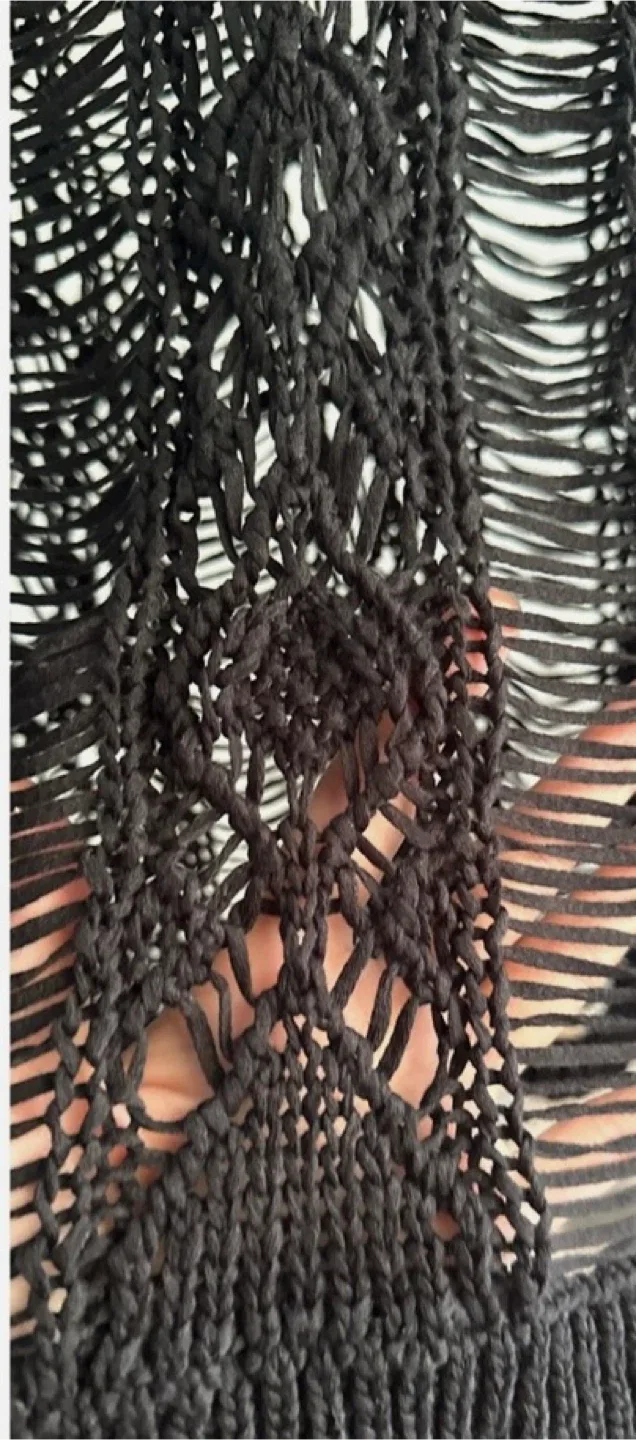 Zara Black Distressed Knit Sweater image indicator(4)