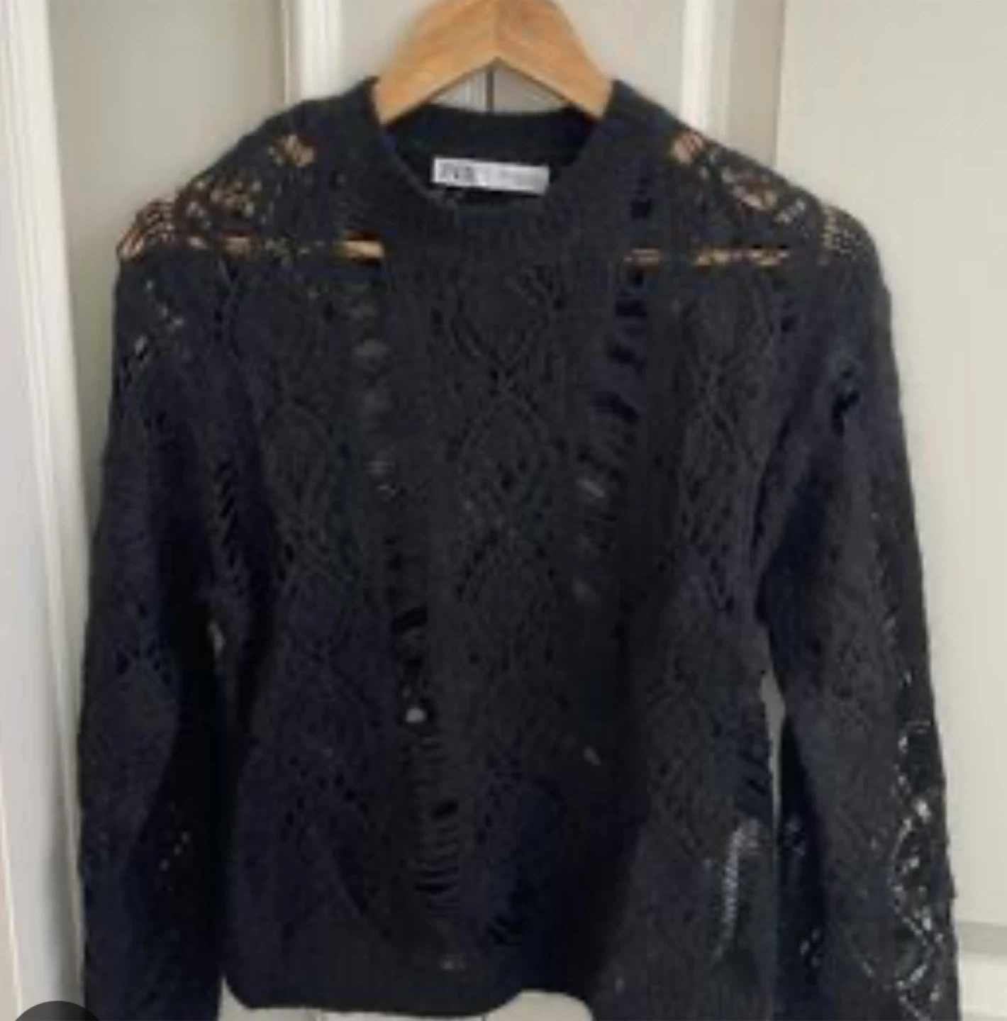 Zara Black Distressed Knit Sweater
