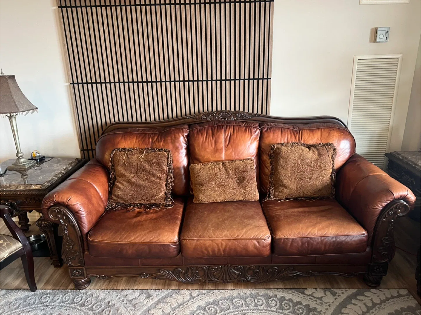 Brown leather sofa set image indicator(2)