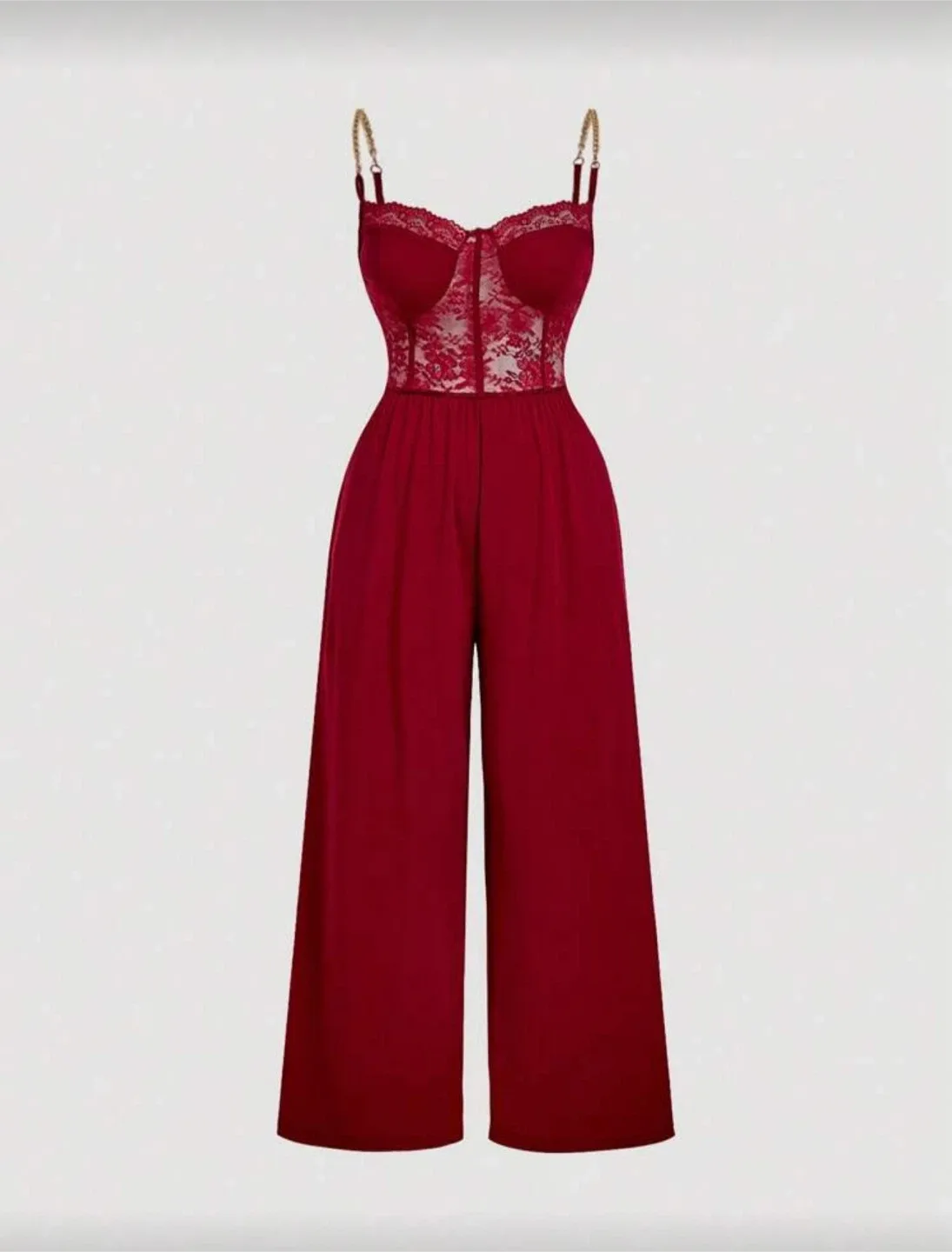 Red Lace Bodice Jumpsuit