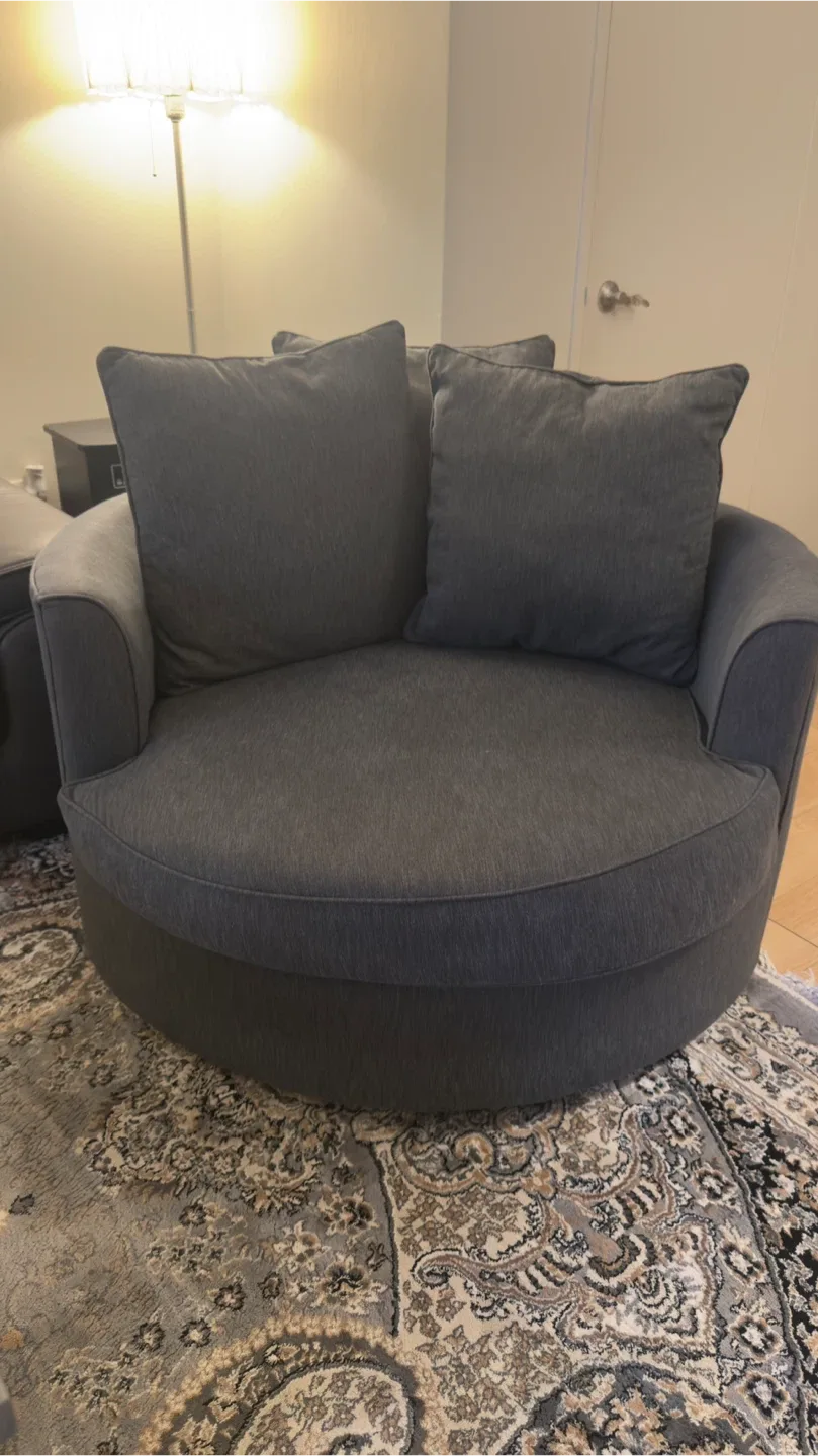 Swivel Barrel Chair - Grey