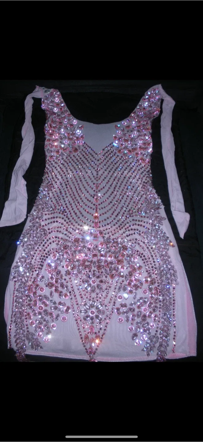Pink Embellished Halter Dress image indicator(3)