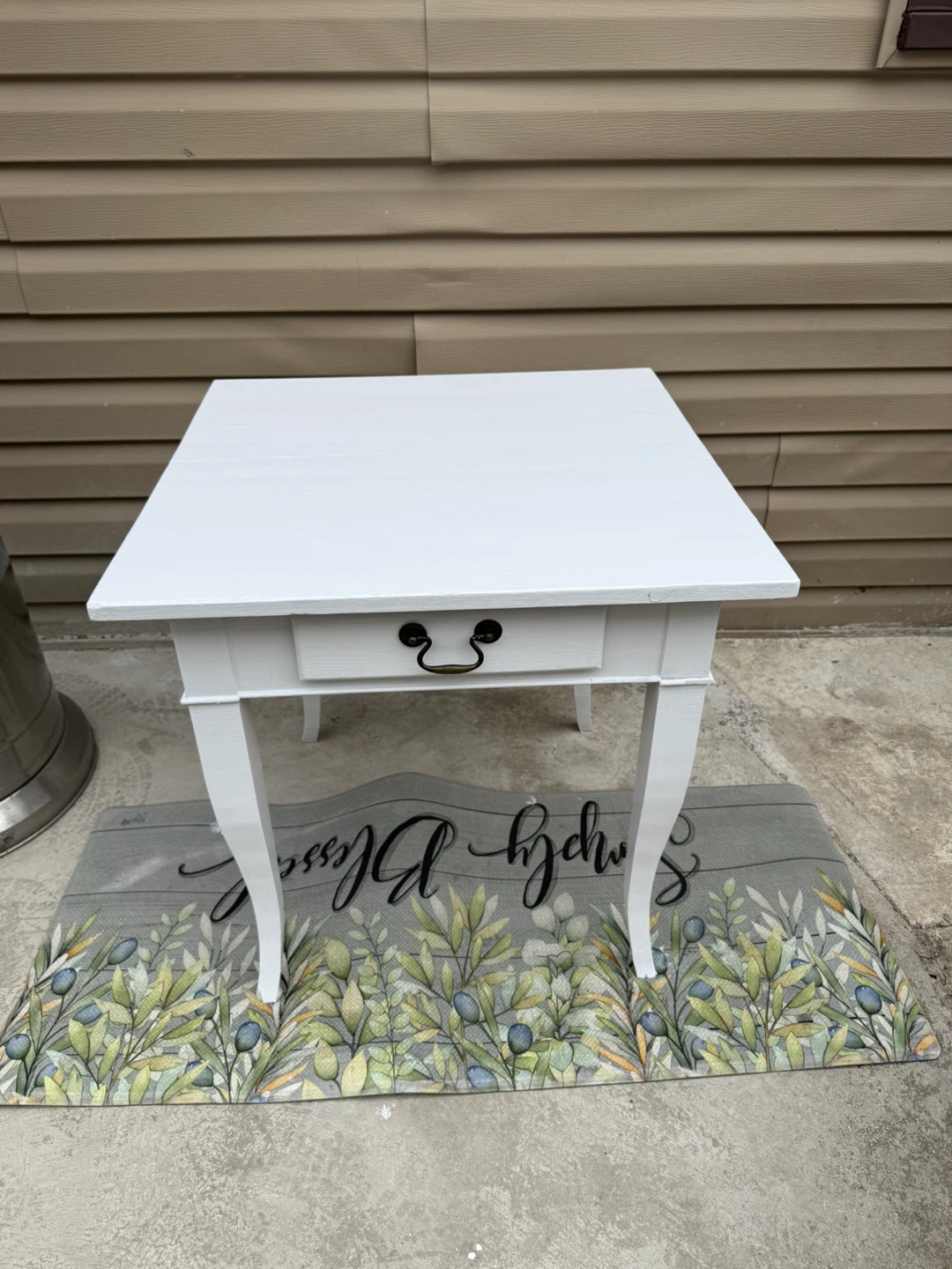 White Painted Side Table w/ Drawer