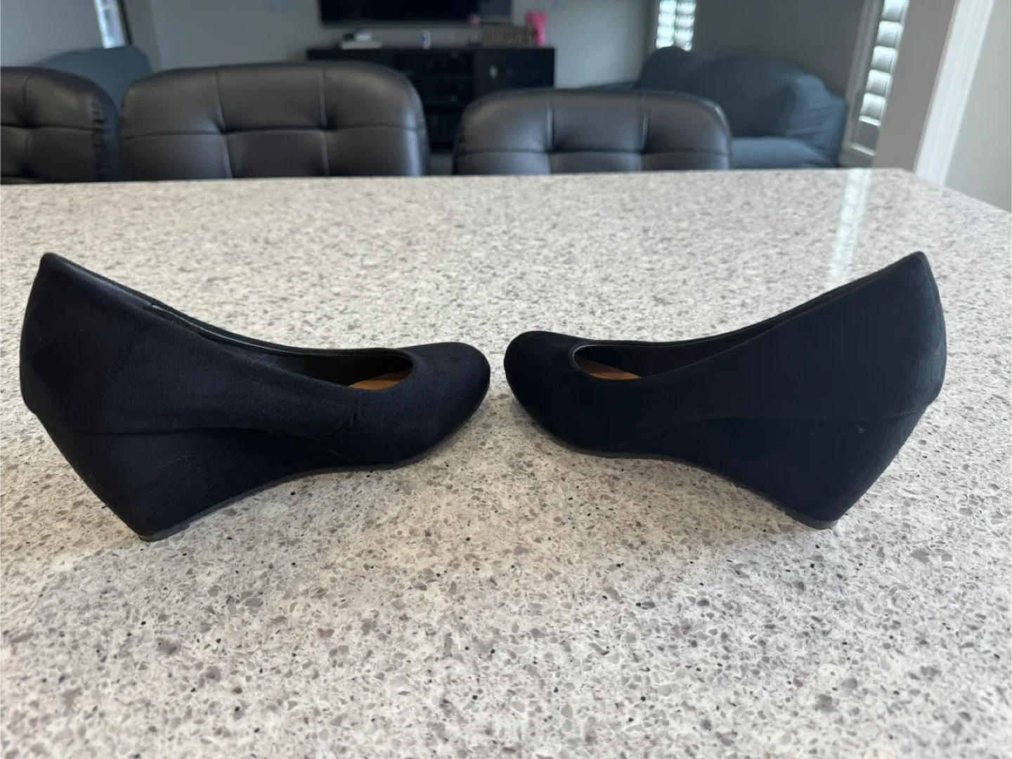 Black Suede Wedge Heels - Size 7 image indicator(2)
