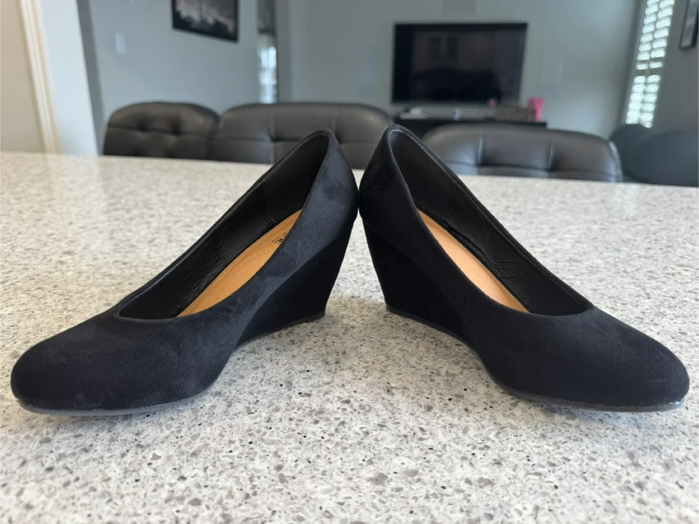 Black Suede Wedge Heels - Size 7 image indicator(3)