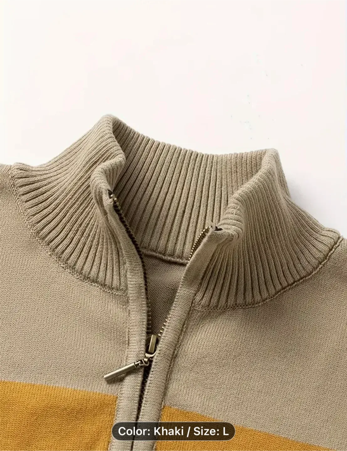 Men's Semi-Open Collar Striped Zip-Up Long Sleeve image indicator(6)