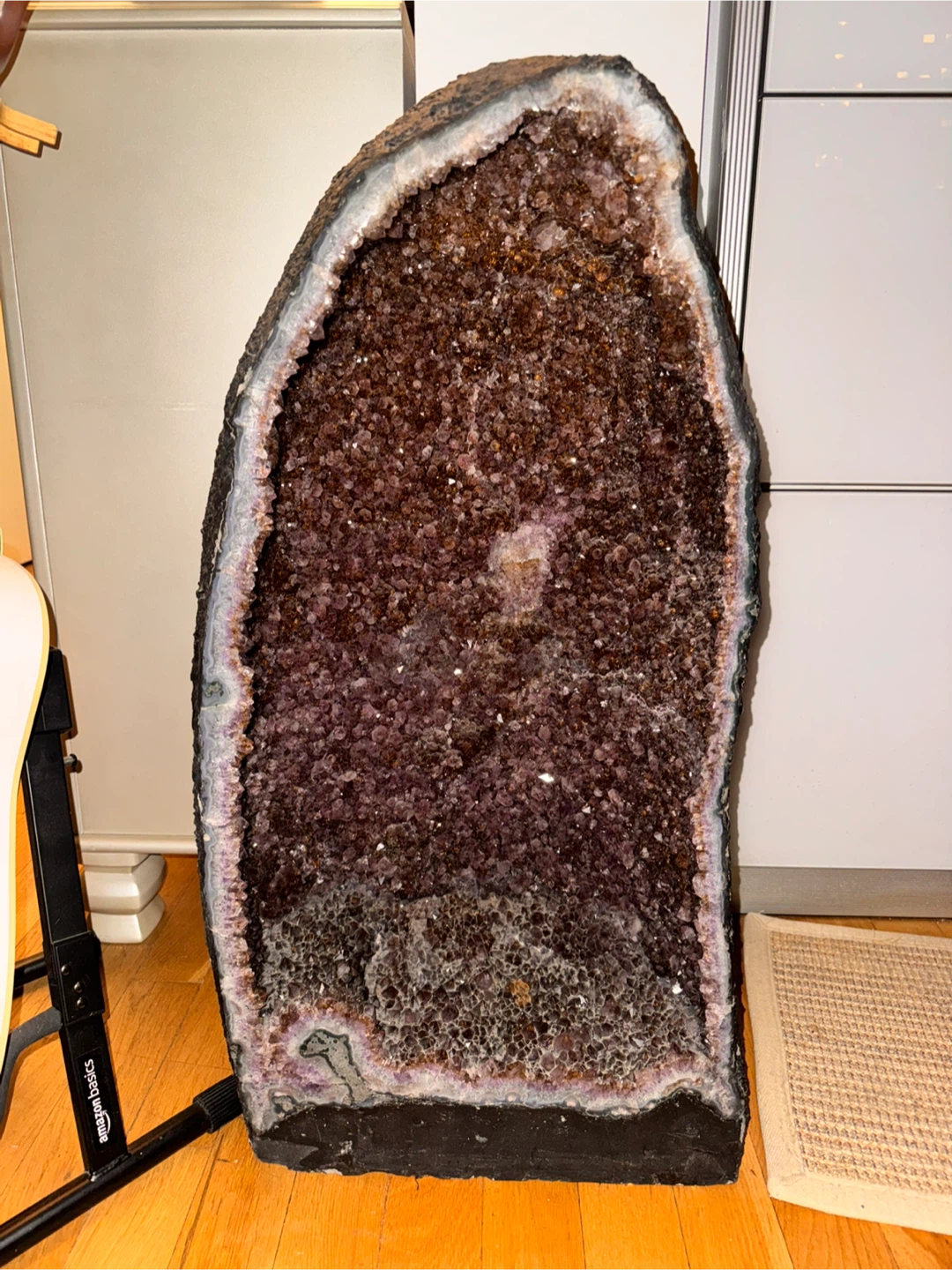 Pair of Large Amethrine Geodes Set with Opal Around it - photo 3