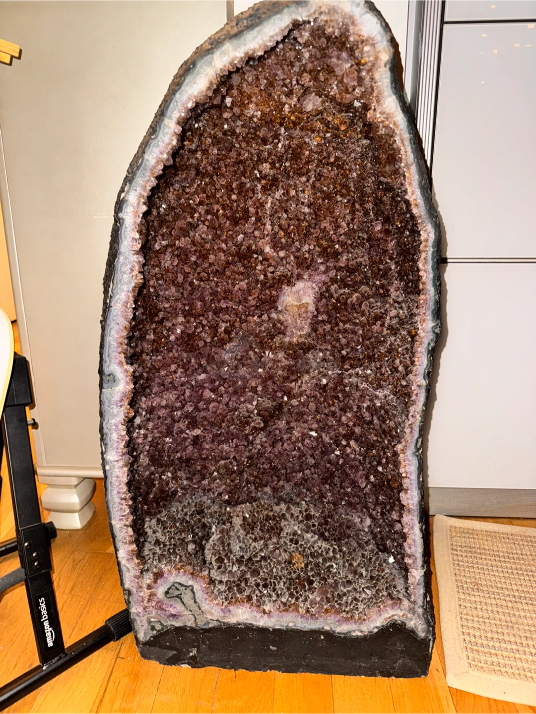 Pair of Large Amethrine Geodes Set with Opal Around it - photo 5