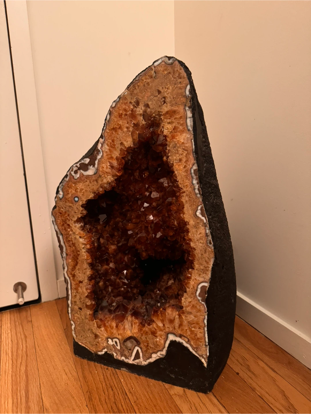 Big and Deep Citrine Geode with Opal around it - photo 2