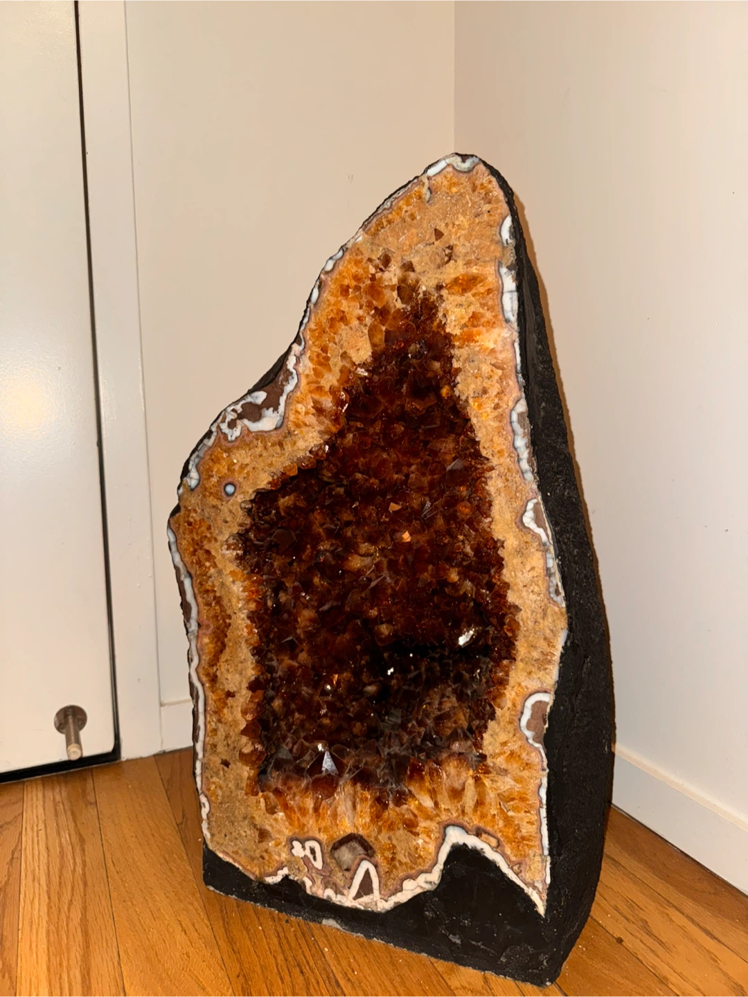 Big and Deep Citrine Geode with Opal around it