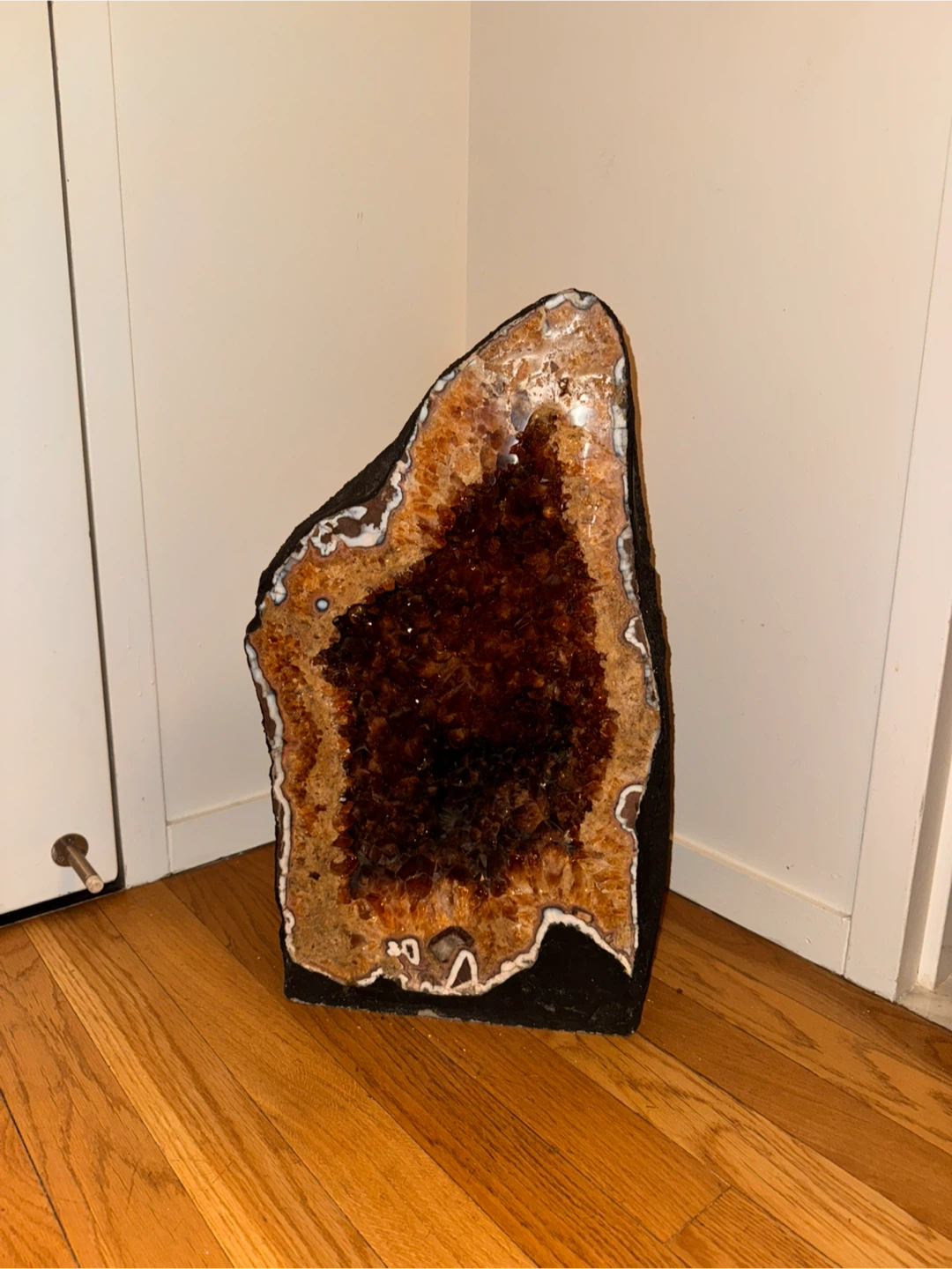 Big and Deep Citrine Geode with Opal around it - photo 4