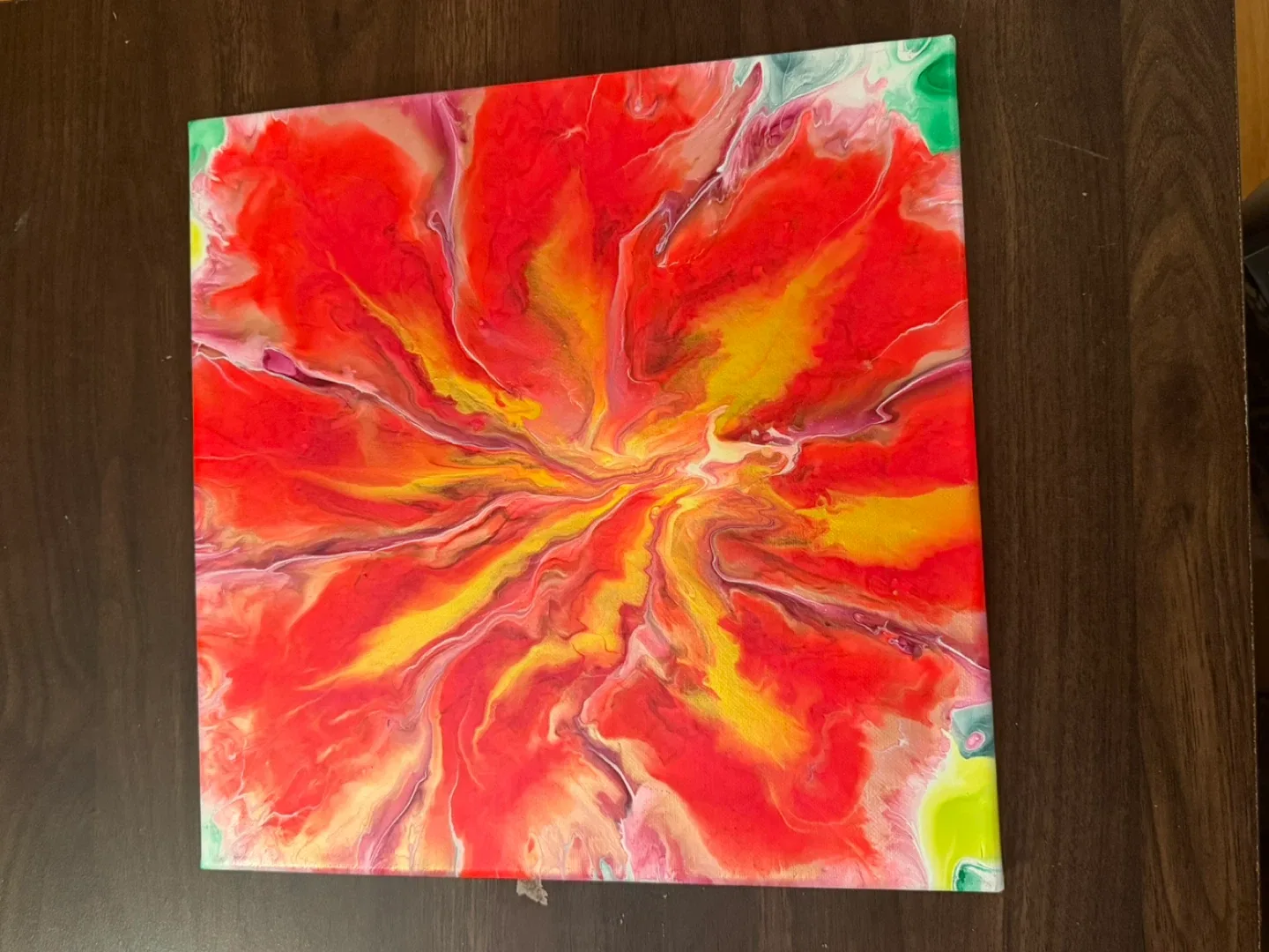 Fluid Art Painting - Red and Yellow