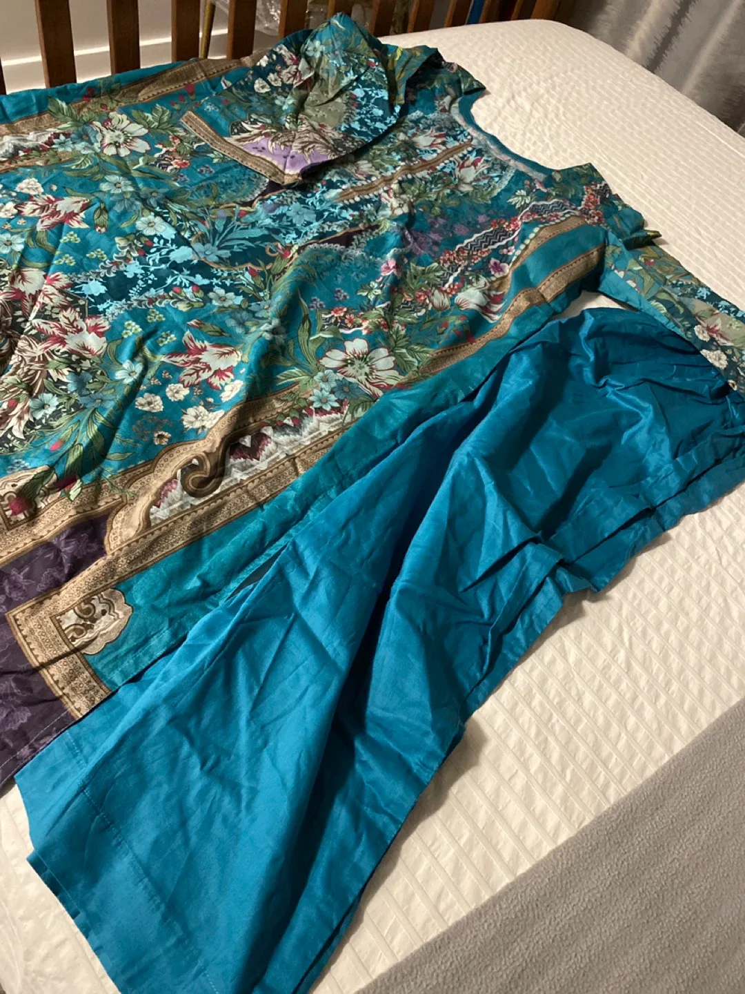 Floral Shalwar Kameez - Teal & Purple image indicator(2)