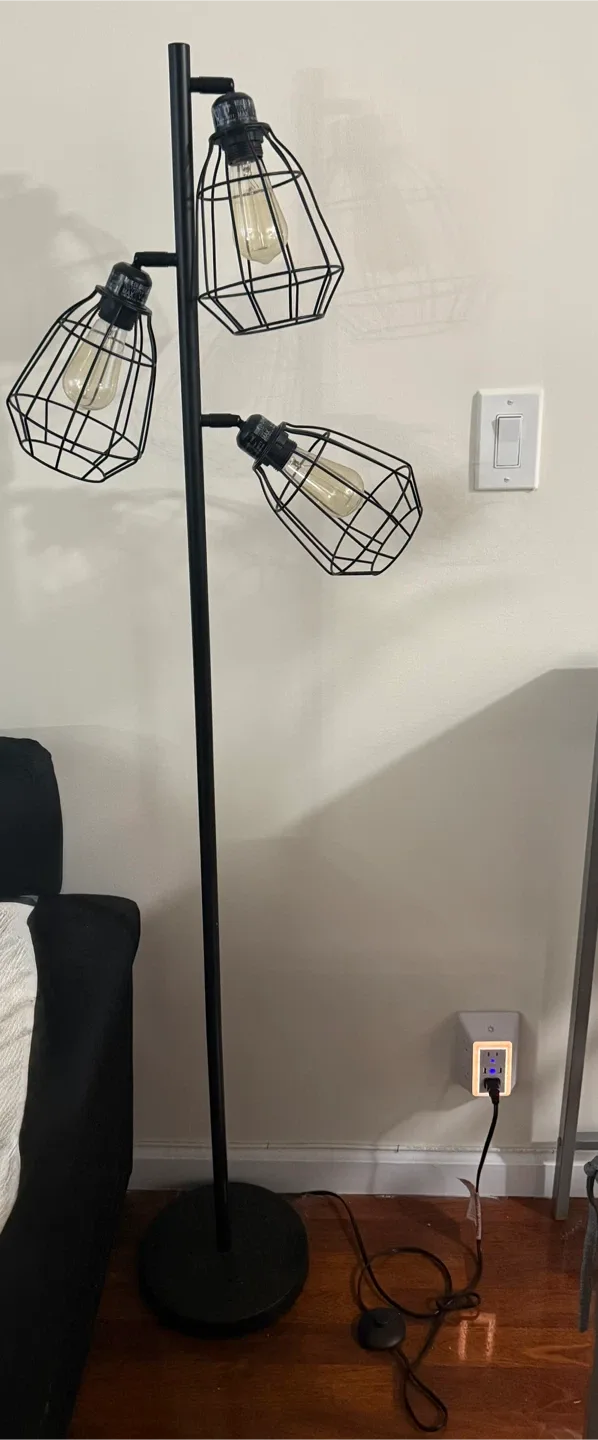 Black Metal Cage Floor Lamp