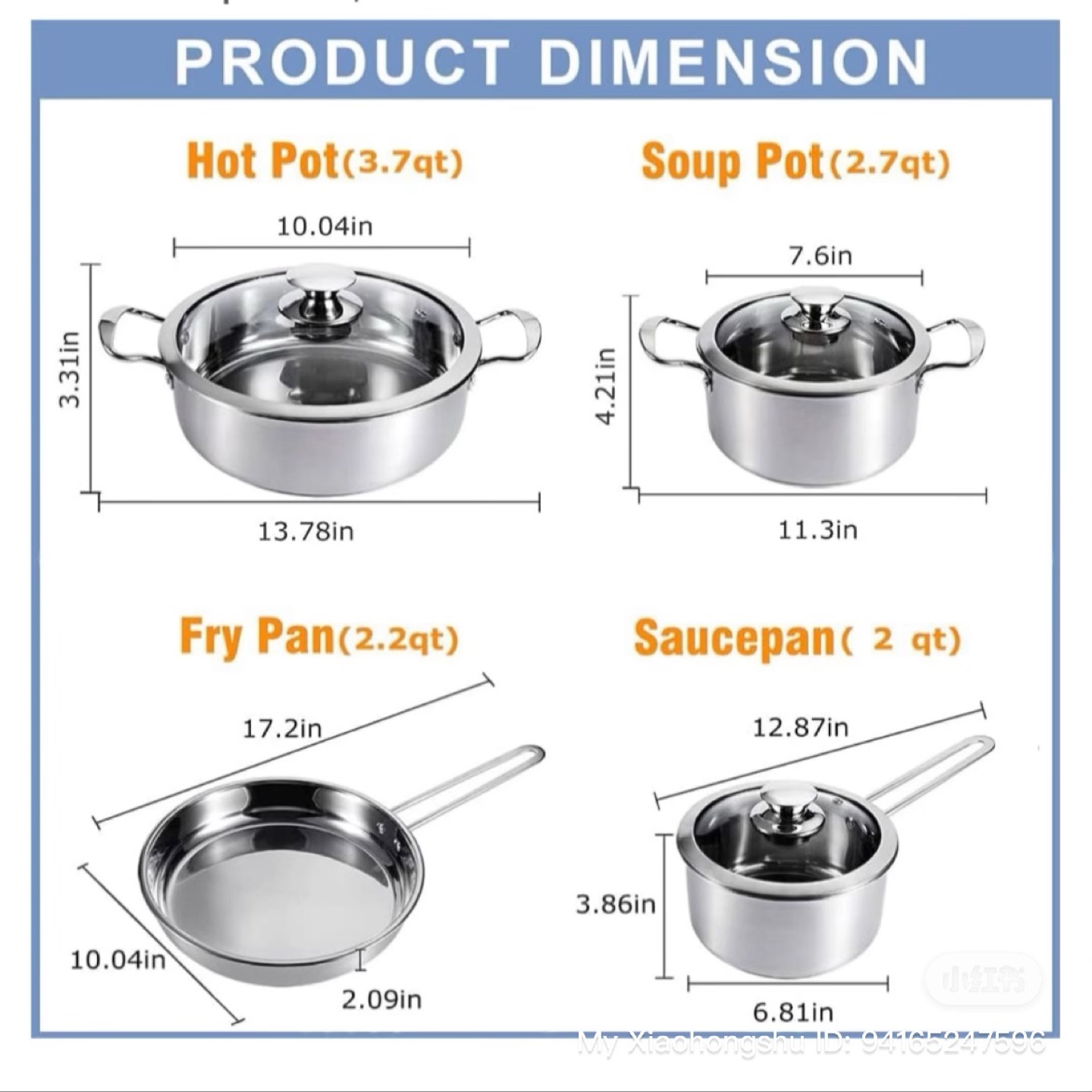 Stainless Steel Cookware Set with Glass Lids - photo 2