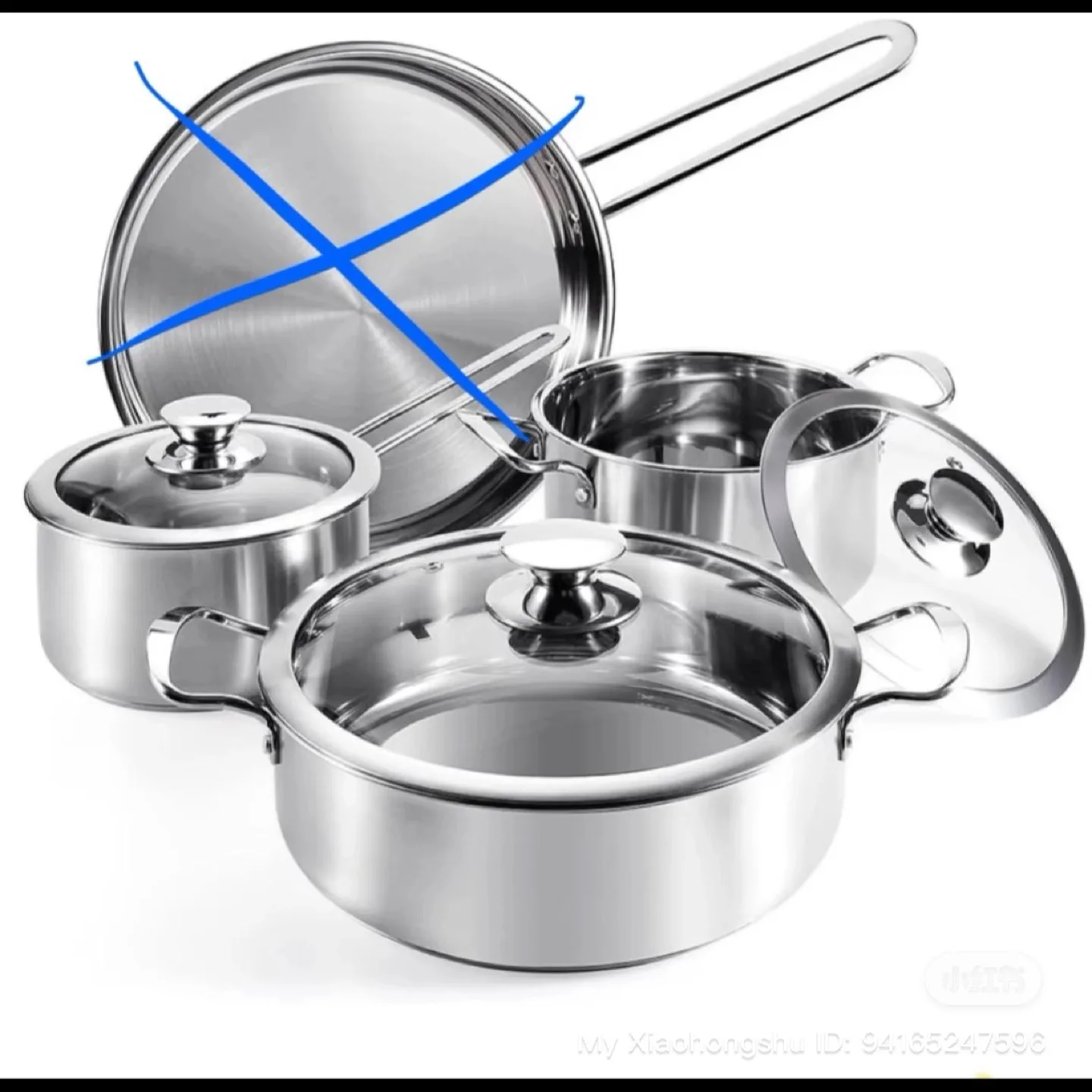Stainless Steel Cookware Set with Glass Lids