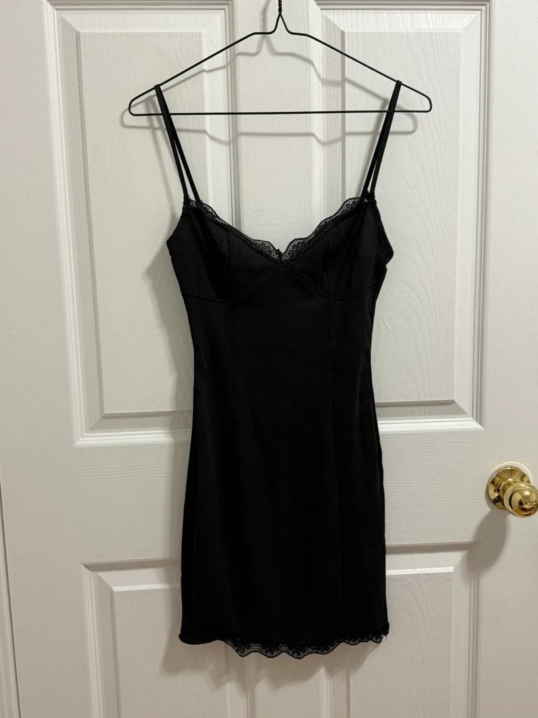Black Lace Mini Slip Dress