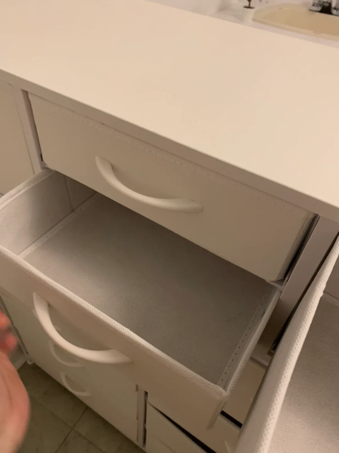 White Fabric Drawer Dresser image indicator(4)