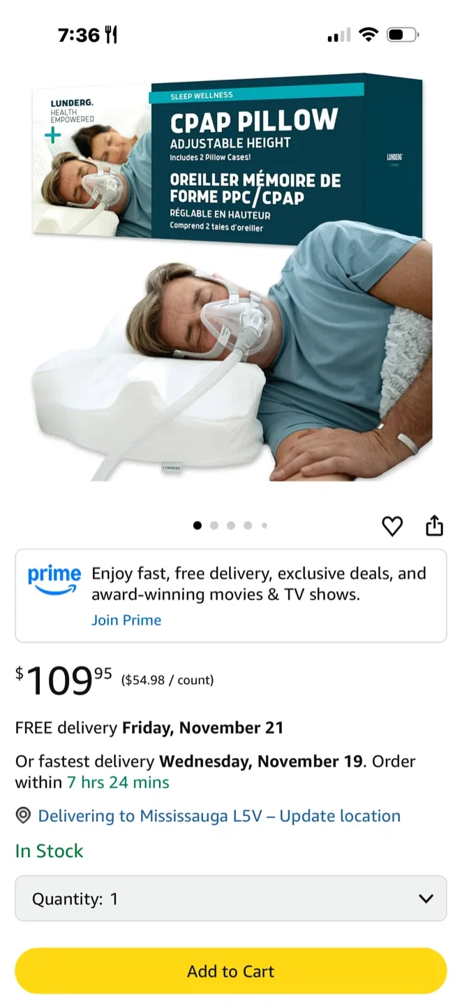 Lunderg CPAP Pillow - Adjustable Height image indicator(2)