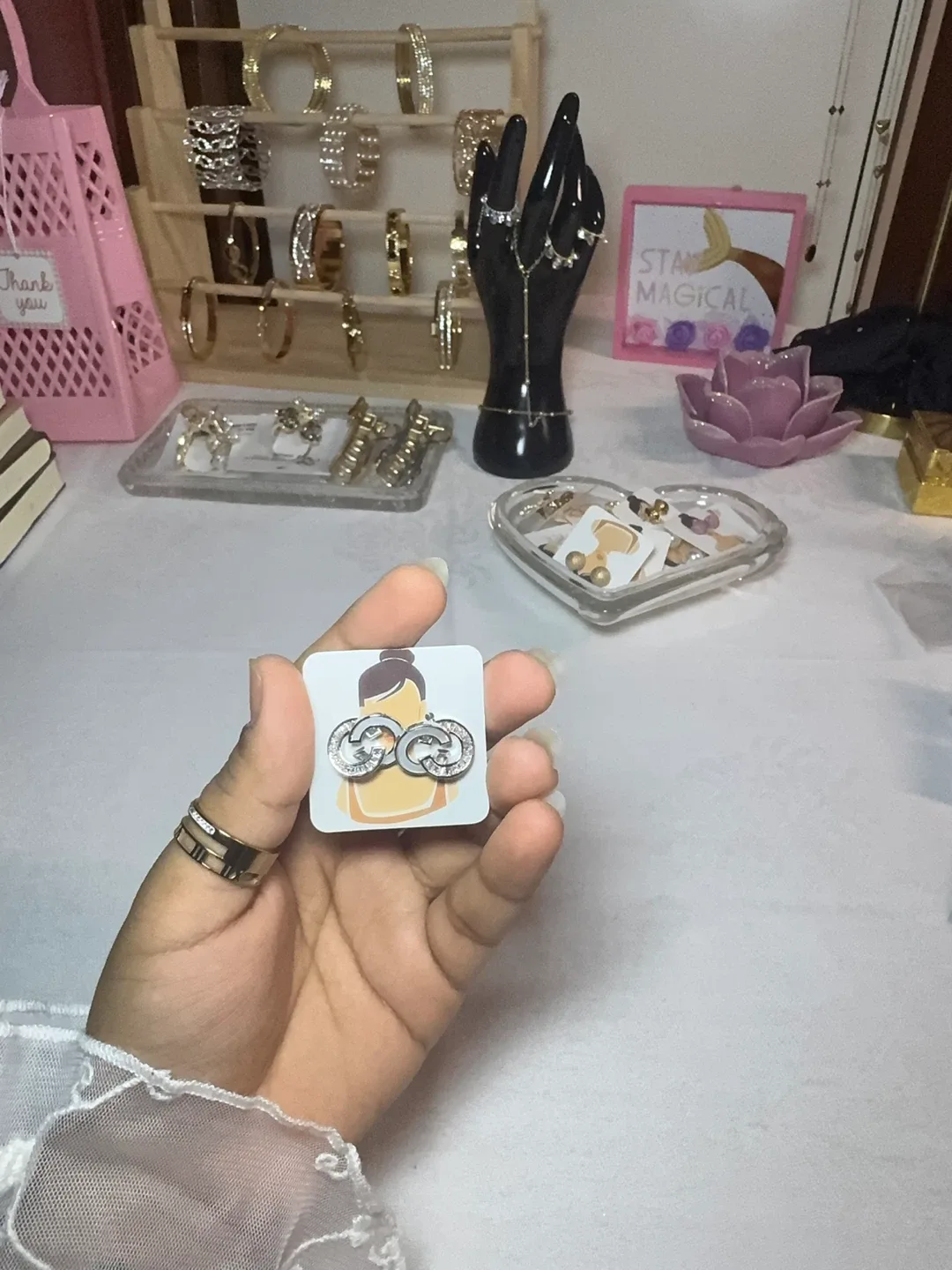 Girls Gold Stud Earrings and bracelets image indicator(4)