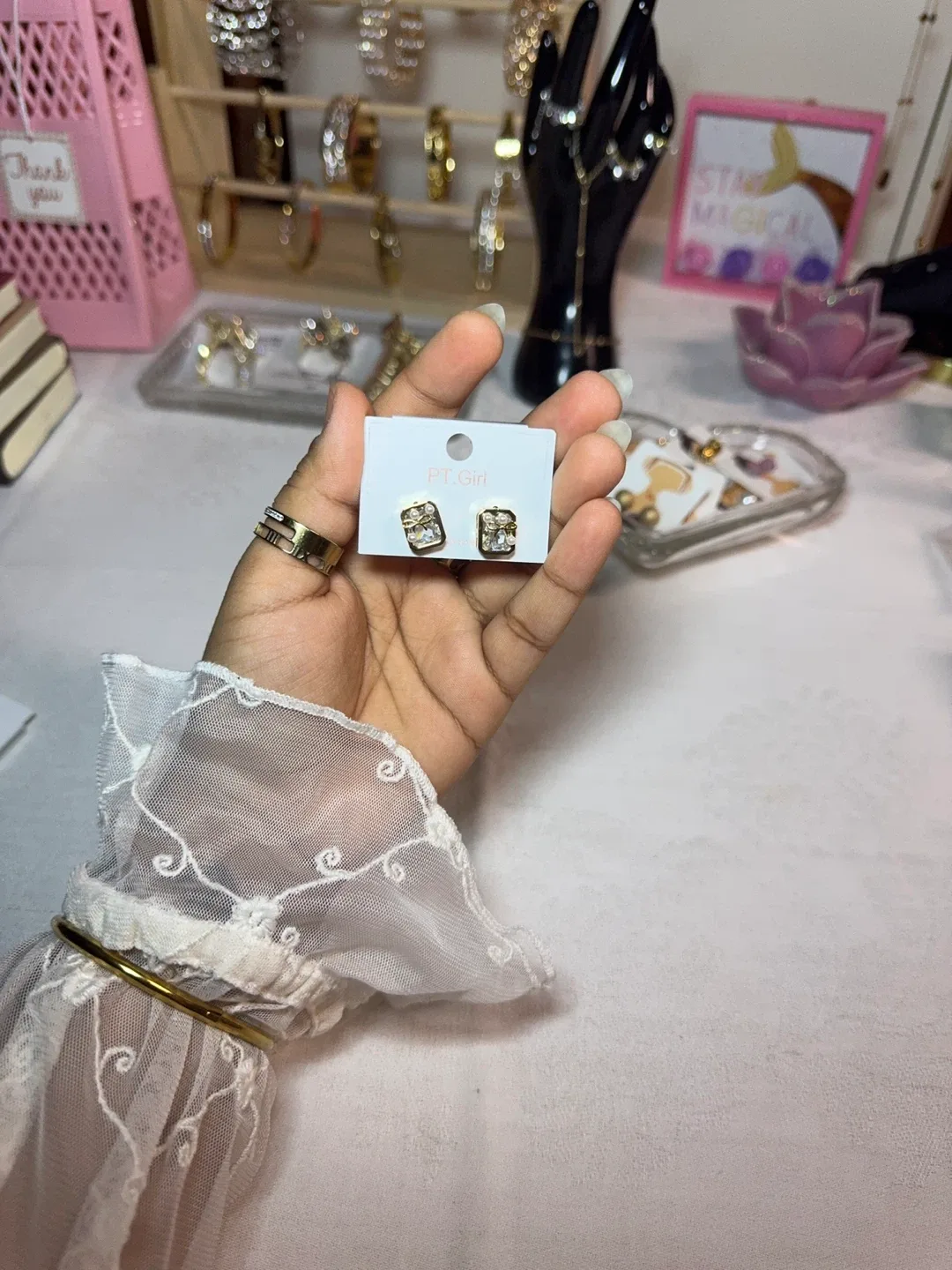 Girls Gold Stud Earrings and bracelets image indicator(3)