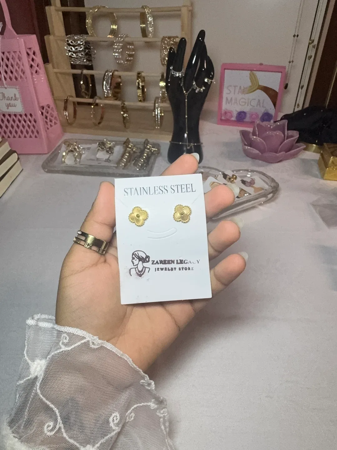 Girls Gold Stud Earrings and bracelets image indicator(5)